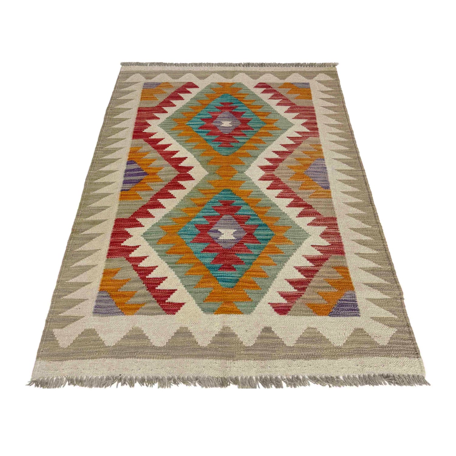 Hand Knotted Afghan Style Kilim 2' 9" x 4' 0" ft / 84 x 122 cm - No. Y39229