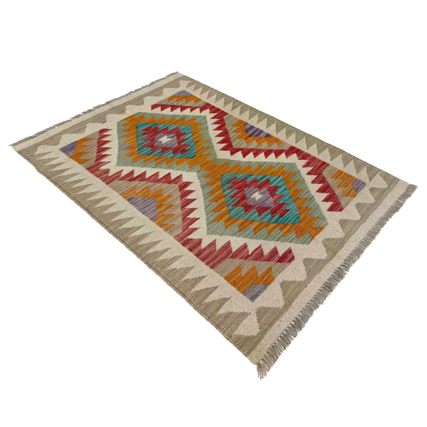 Hand Knotted Afghan Style Kilim 2' 9" x 4' 0" ft / 84 x 122 cm - No. Y39229