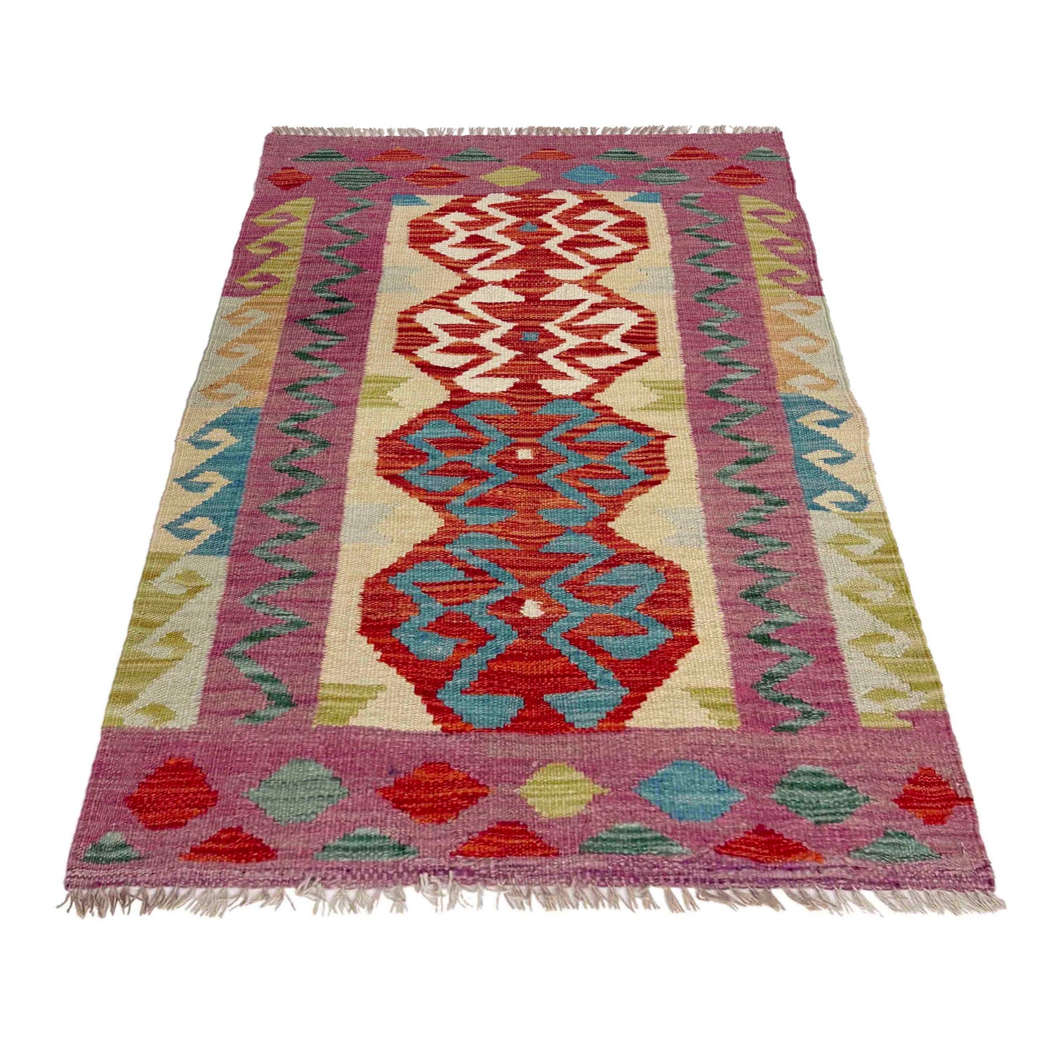 Handmade Afghan Vegetable Kilim 2' 8" x 3' 11" ft / 81 x 120 cm - No. Y39234