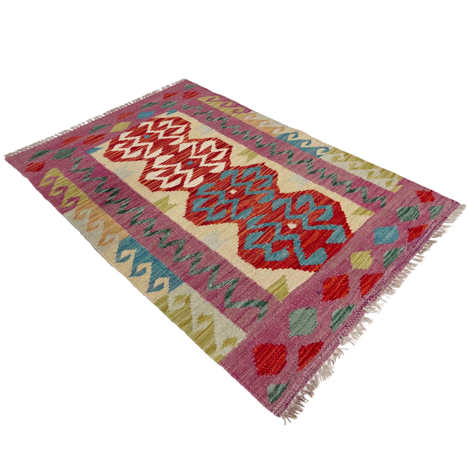 Handmade Afghan Vegetable Kilim 2' 8" x 3' 11" ft / 81 x 120 cm - No. Y39234