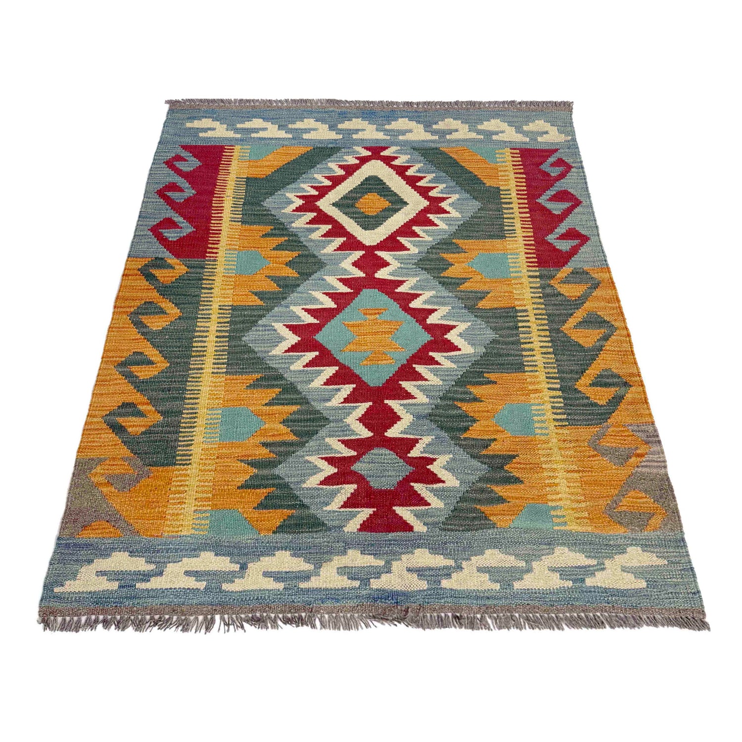 Hand Made Afghan Kilim 2' 11" x 4' 0" ft / 89 x 122 cm - No. Y39235