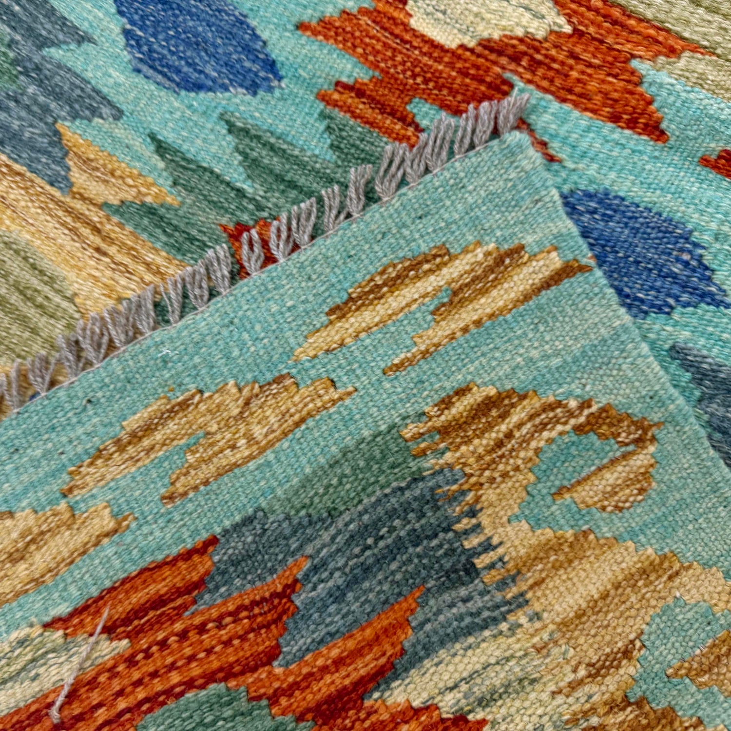 Multi Color ful Flat-Weave Wool Kilim 2' 7" x 4' 1" ft / 78 x 125 cm - No. Y39236
