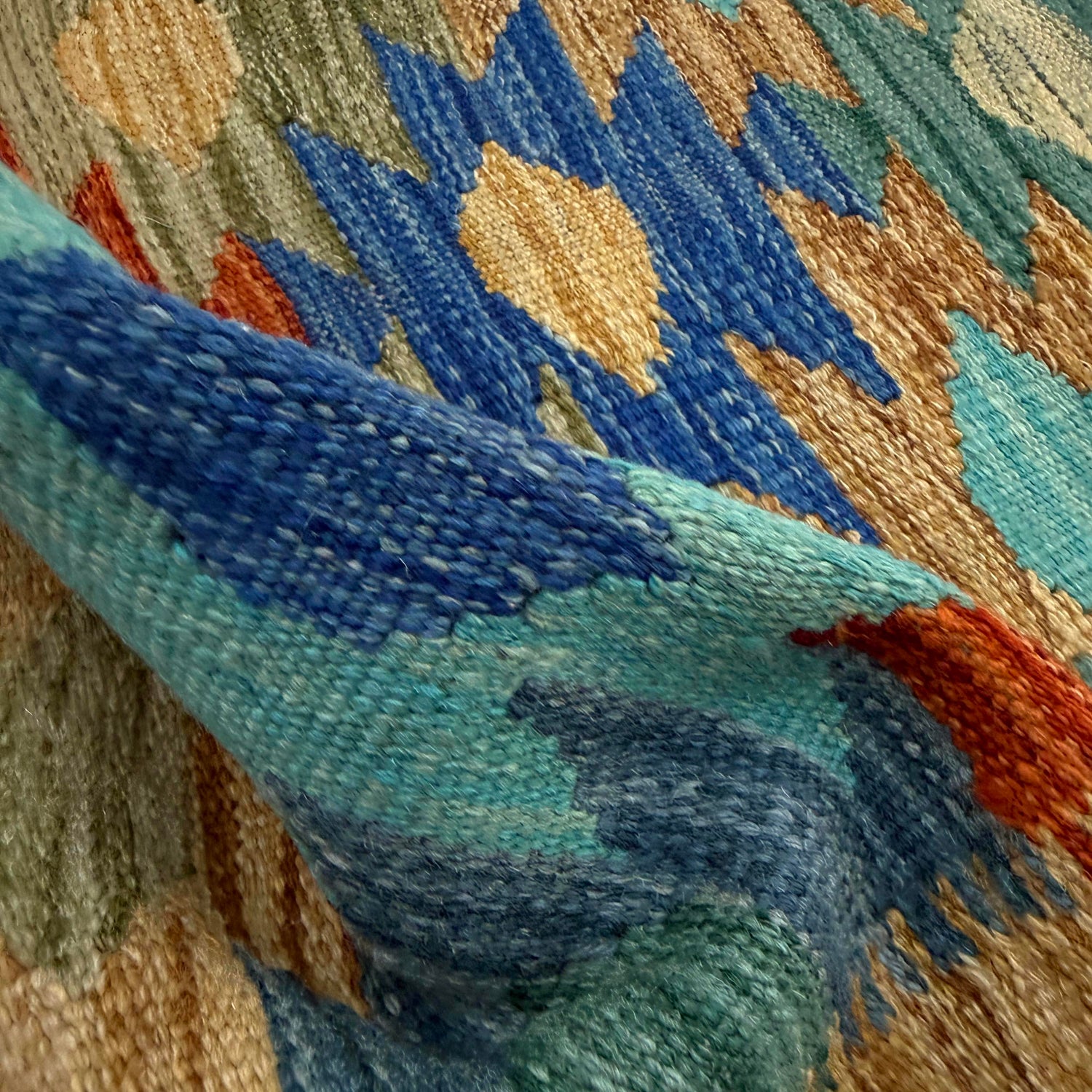 Multi Color ful Flat-Weave Wool Kilim 2' 7" x 4' 1" ft / 78 x 125 cm - No. Y39236