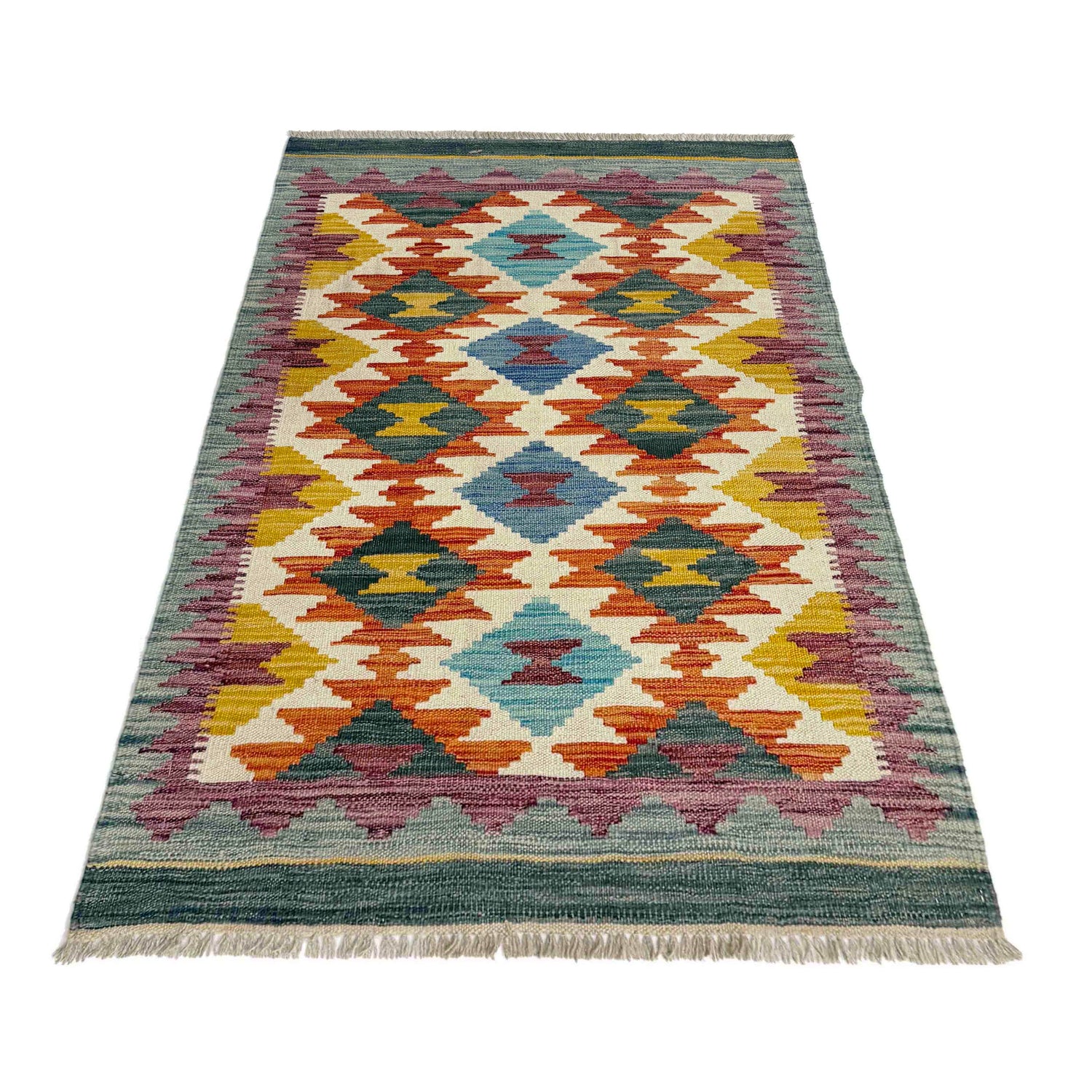 Hand Knotted Afghan Style Kilim 2' 8" x 4' 4" ft / 82 x 132 cm - No. Y39239