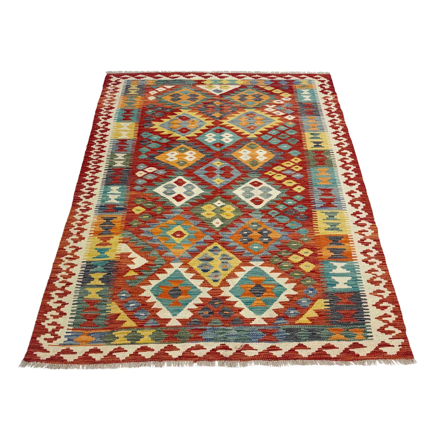 Handmade Vegetable Kelim 4' 4" x 6' 2" ft / 133 x 188 cm - No. Y39240