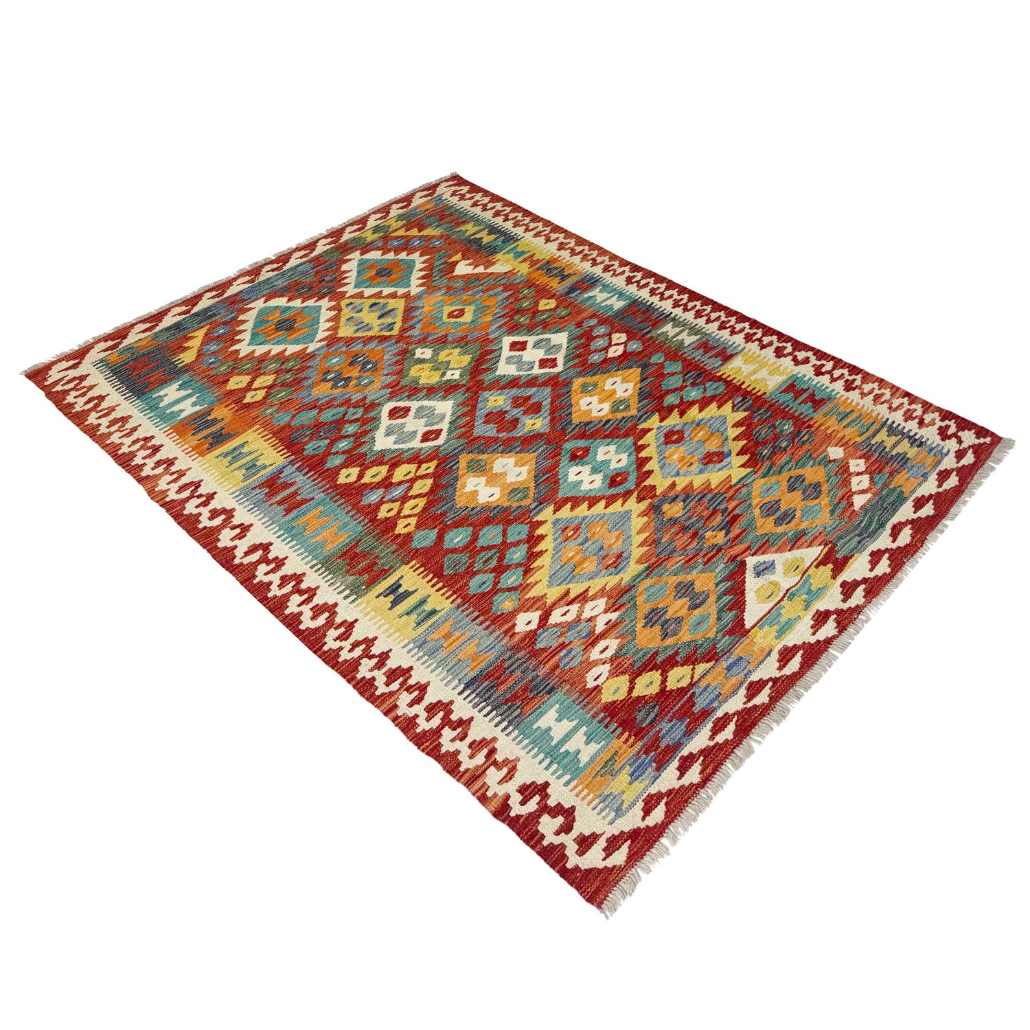 Handmade Vegetable Kelim 4' 4" x 6' 2" ft / 133 x 188 cm - No. Y39240