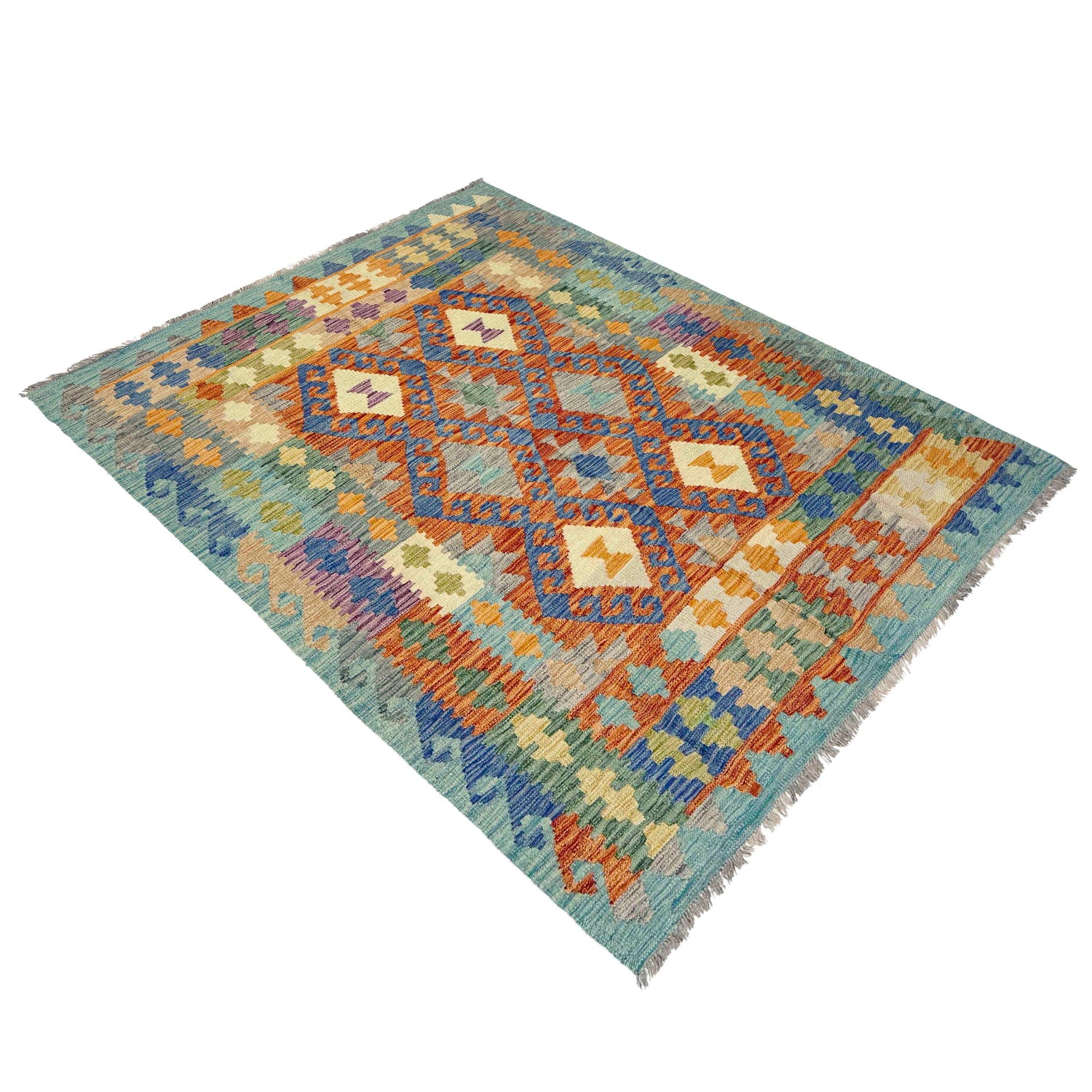 Handmade Turkish Design Wool Kilim 4' 11" x 6' 7" ft / 149 x 200 cm - No. Y39242