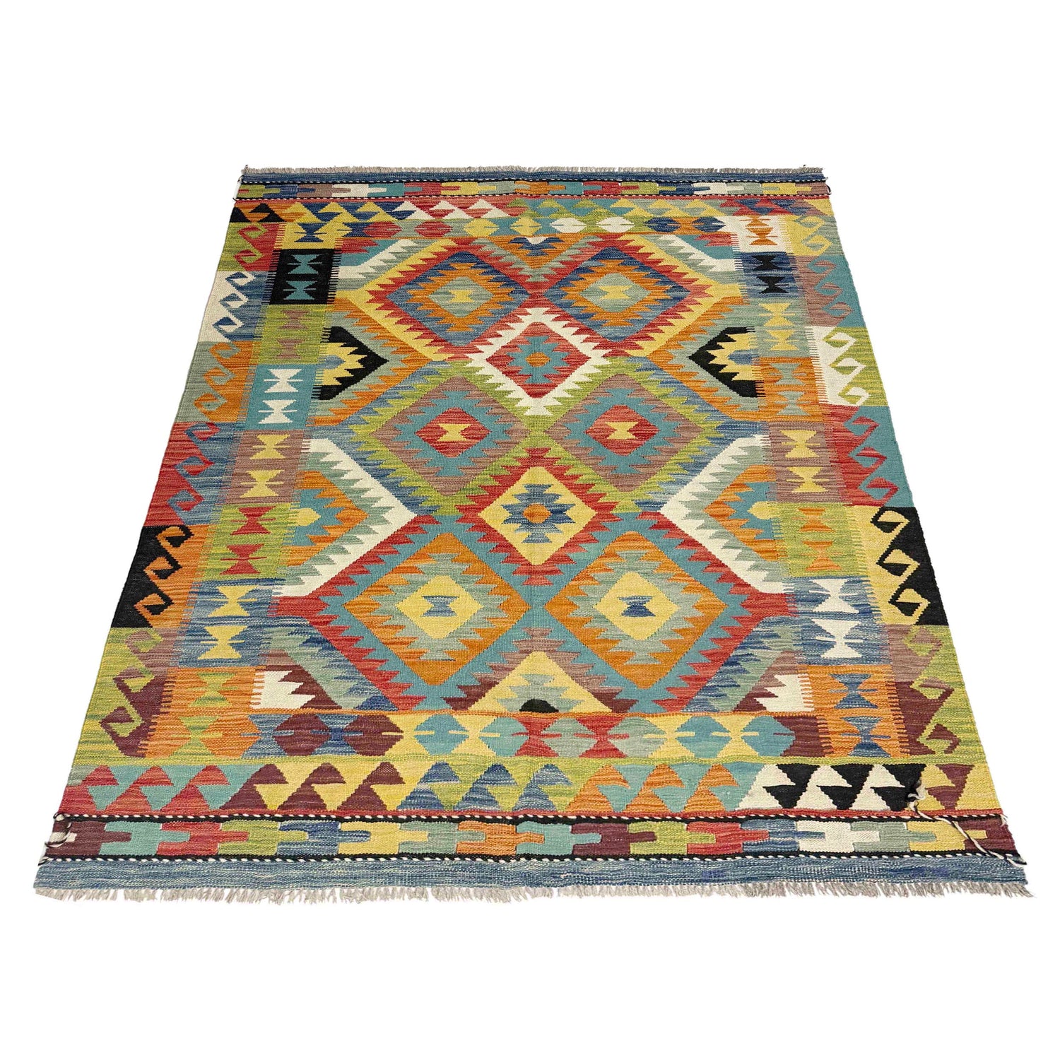 Hand Knotted Flatweave Kilim 4' 11" x 6' 9" ft / 150 x 205 cm - No. Y39244