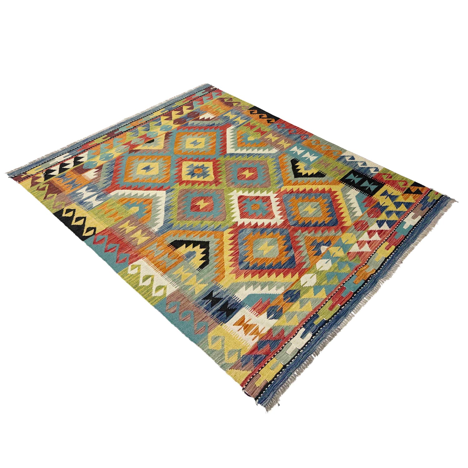 Hand Knotted Flatweave Kilim 4' 11" x 6' 9" ft / 150 x 205 cm - No. Y39244