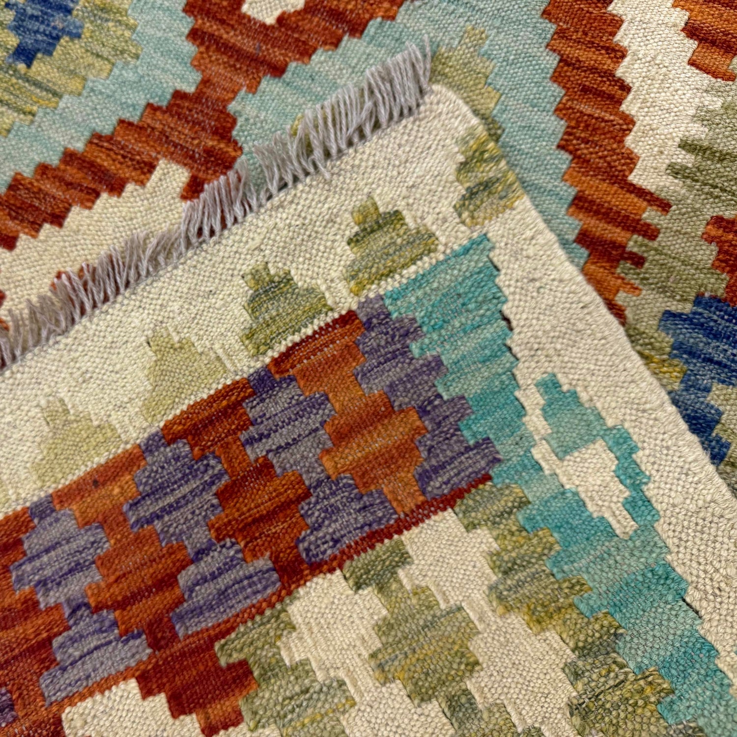 Handmade Afghan Vegetable Kilim 4' 5" x 6' 5" ft / 135 x 196 cm - No. Y39246