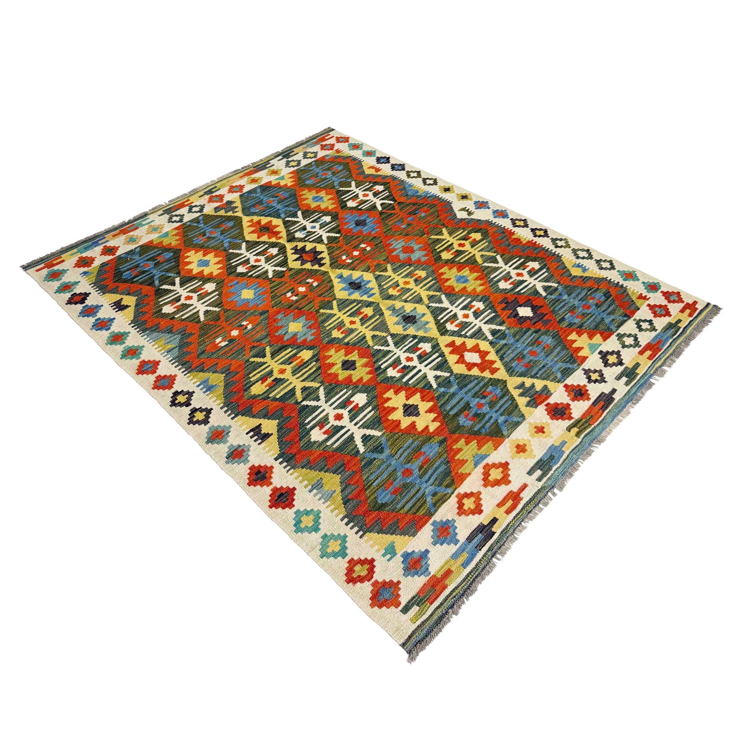 Hand Made Afghan Kilim 5' 1" x 6' 7" ft / 155 x 200 cm - No. Y39247