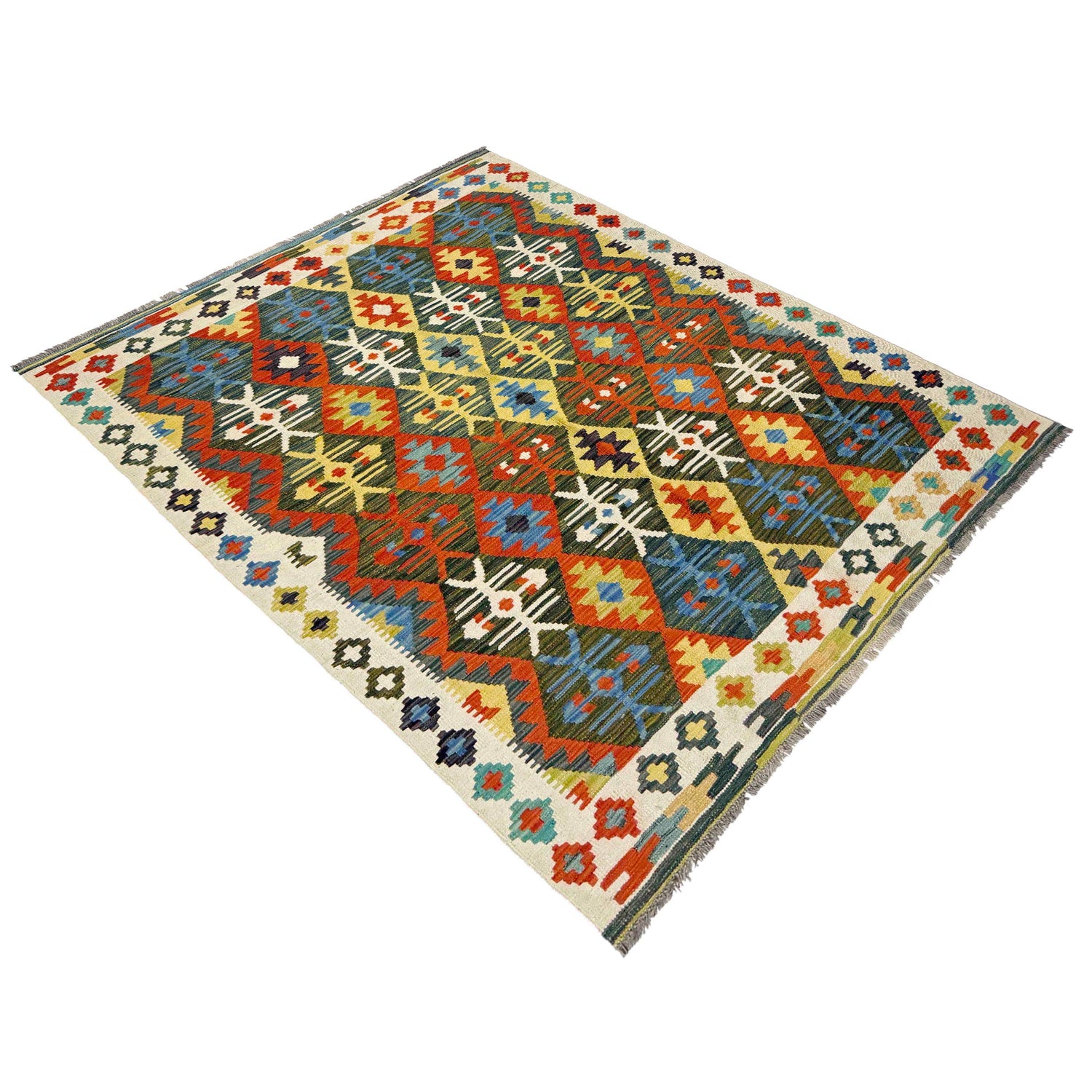 Hand Made Afghan Kilim 5' 1" x 6' 7" ft / 155 x 200 cm - No. Y39247
