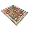 Multi Color ful Flat-Weave Wool Kilim 5' 1" x 6' 6" ft / 156 x 198 cm - No. Y39248