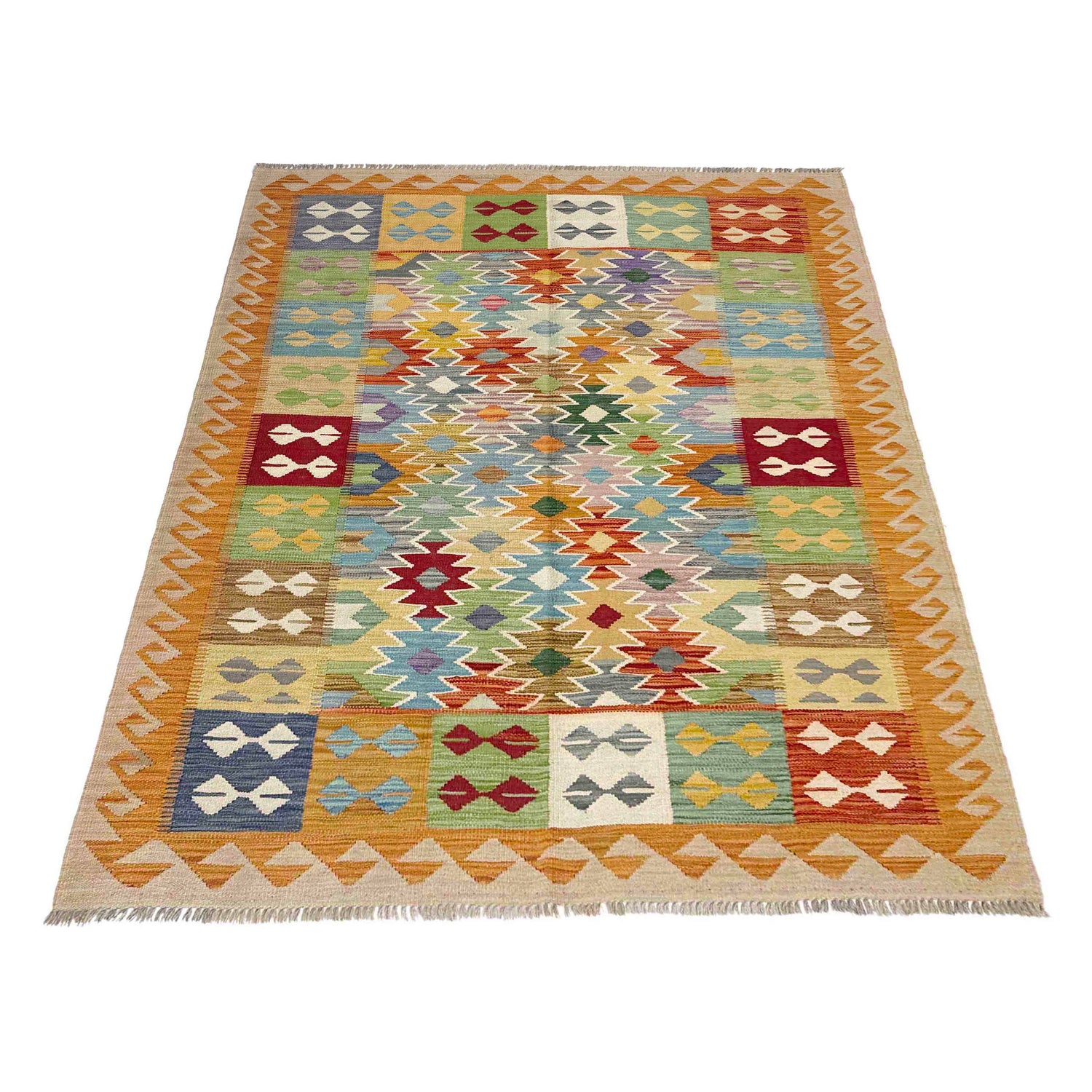 Handmade Vegetable Kilim 5' 0" x 6' 5" ft / 152 x 196 cm - No. Y39249