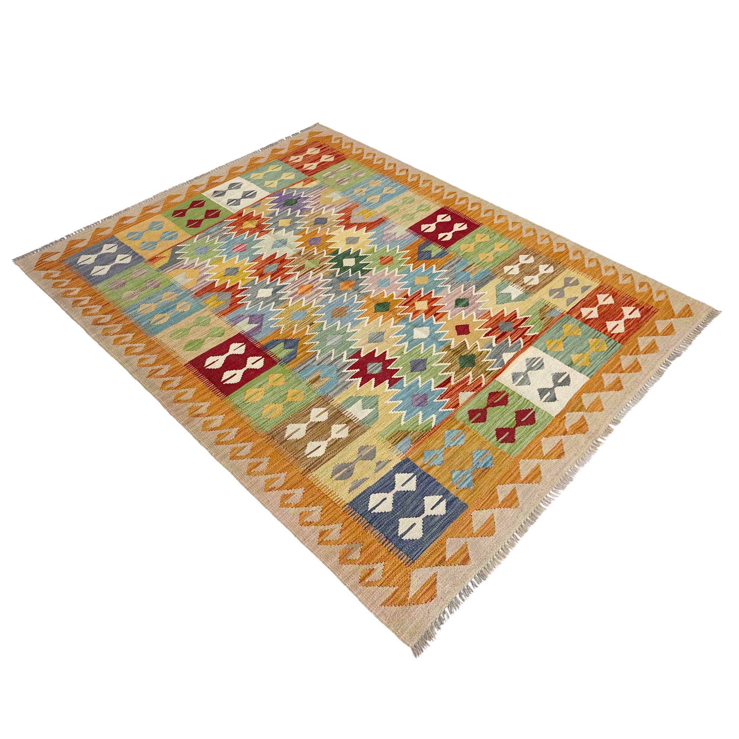 Handmade Vegetable Kilim 5' 0" x 6' 5" ft / 152 x 196 cm - No. Y39249
