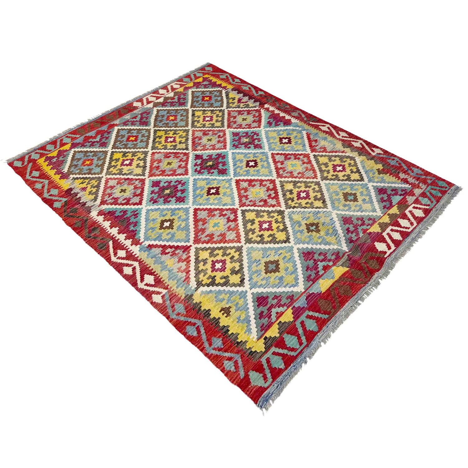 Hand Knotted Afghan Style Kilim 4' 11" x 6' 8" ft / 150 x 202 cm - No. Y39251
