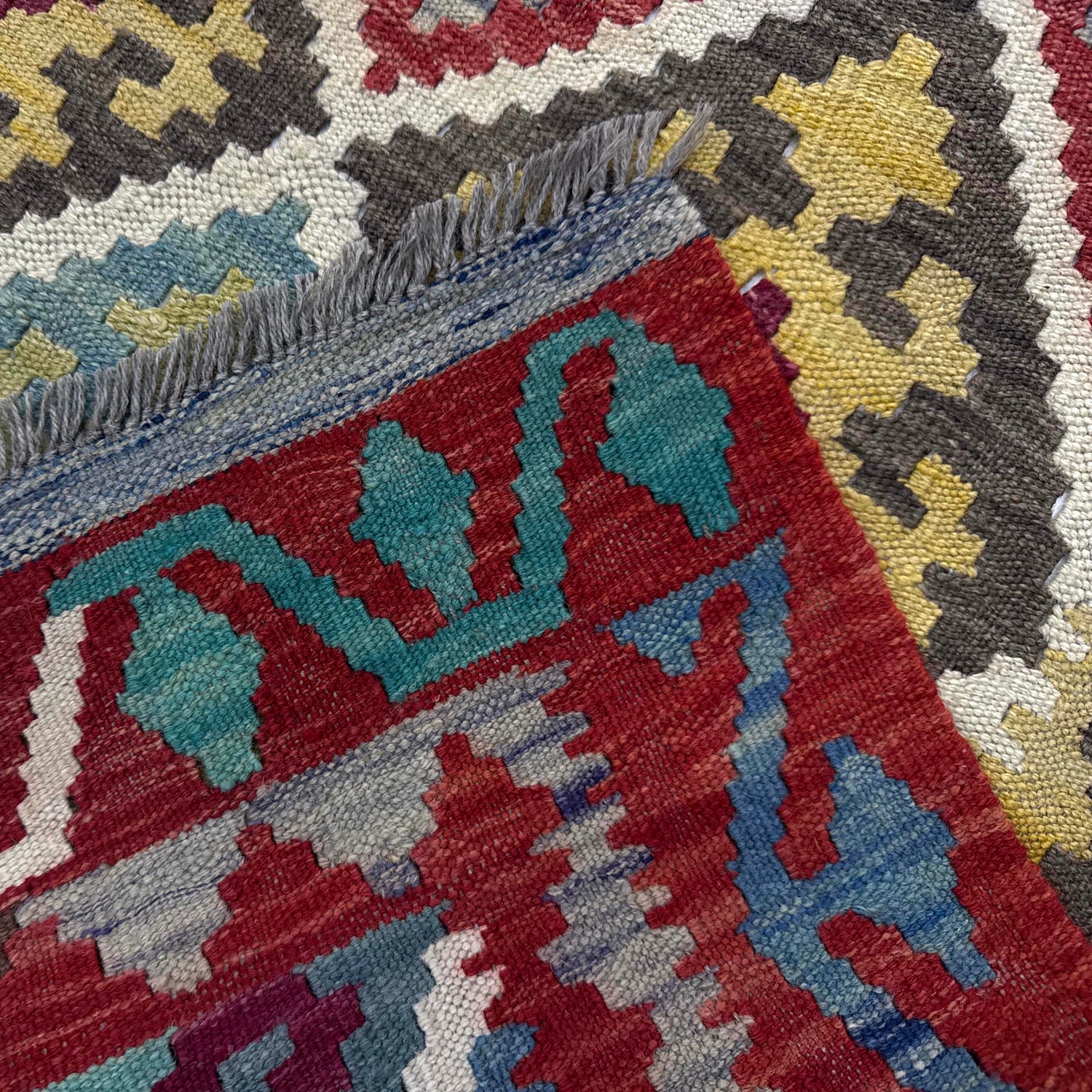 Hand Knotted Afghan Style Kilim 4' 11" x 6' 8" ft / 150 x 202 cm - No. Y39251