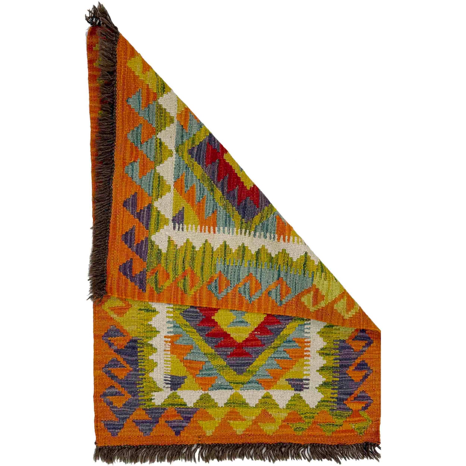Multi Color ful Flat-Weave Wool Kilim 2' 1" x 2' 11" ft / 64 x 89 cm - No. Y39255