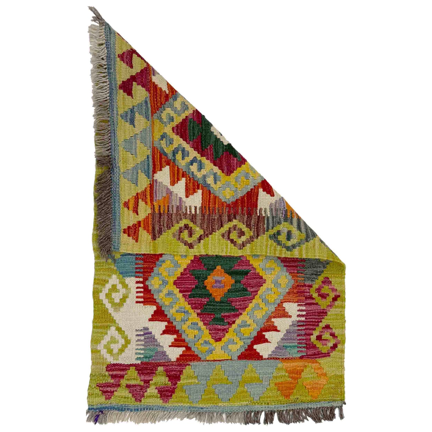 Hand Knotted Afghan Style Kilim 1' 11" x 3' 1" ft / 58 x 94 cm - No. Y39258