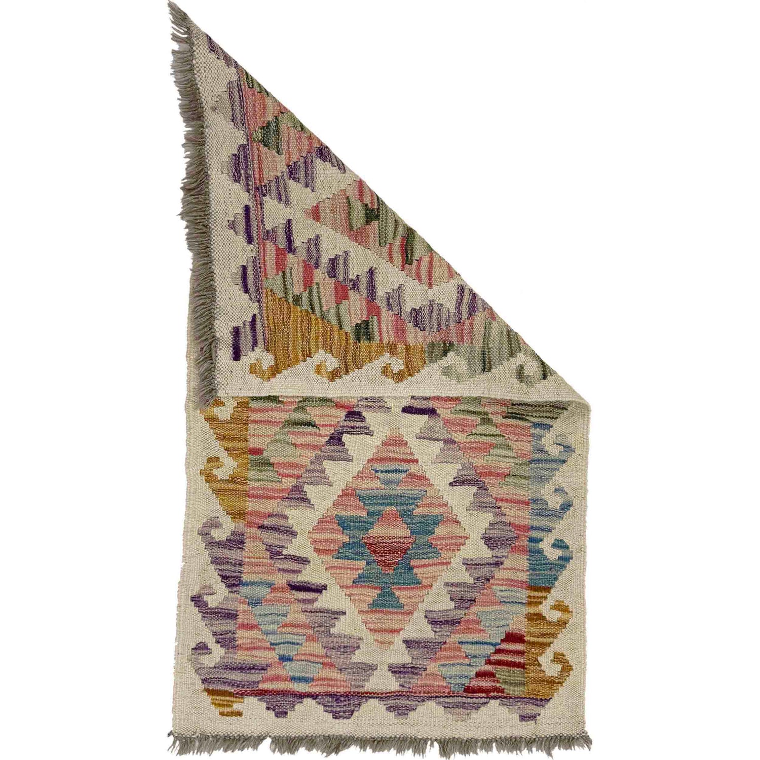 Hand Knotted Afghan Style Kilim 1' 10" x 3' 5" ft / 55 x 104 cm - No. Y39268