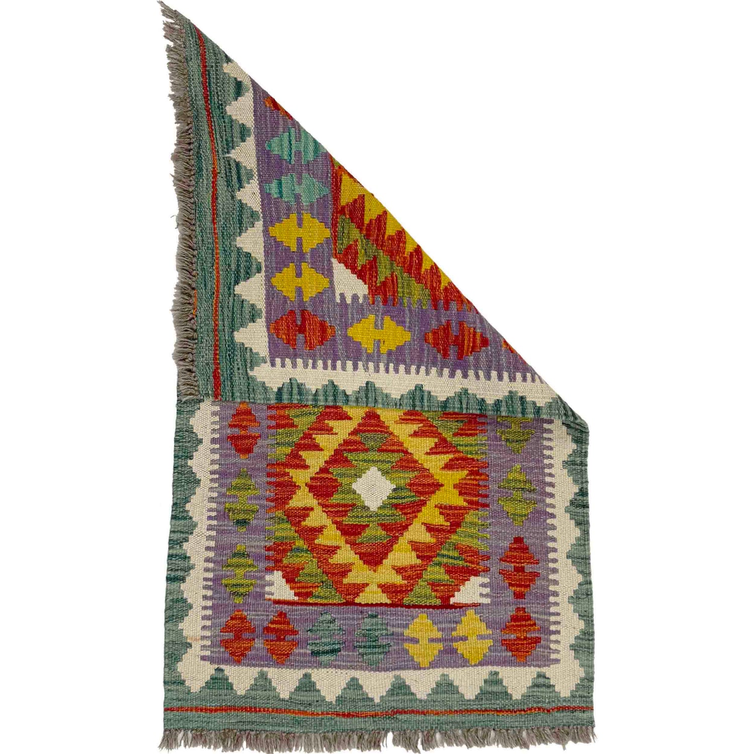 Hand Woven Wool Kelim 1' 10" x 3' 2" ft / 55 x 97 cm - No. Y39269