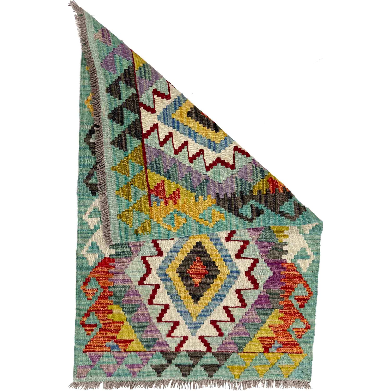 Hand Knotted Flatweave Kilim 2' 0" x 3' 3" ft / 62 x 100 cm - No. Y39270