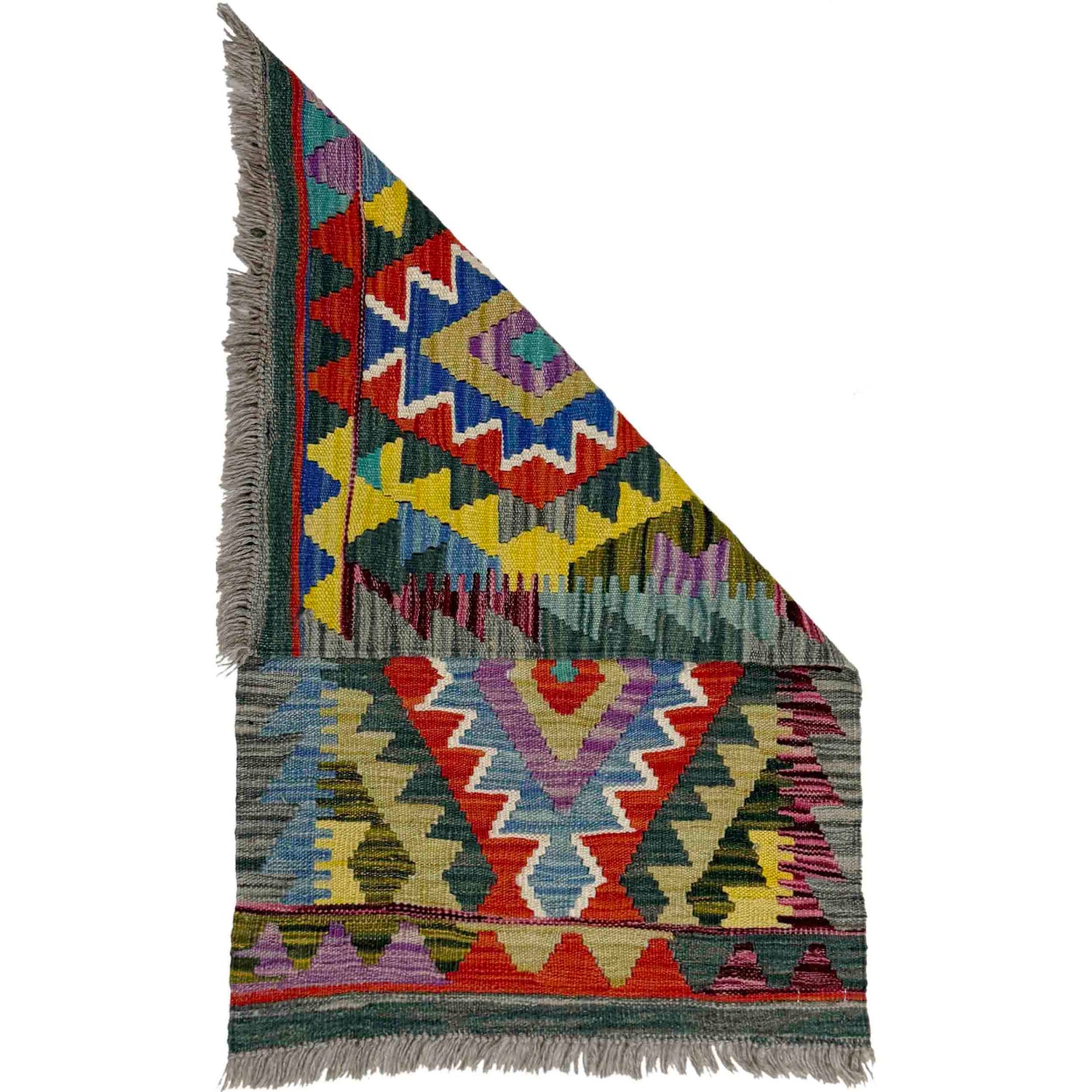 Handmade Afghan Vegetable Kilim 1' 9" x 2' 11" ft / 54 x 89 cm - No. Y39277