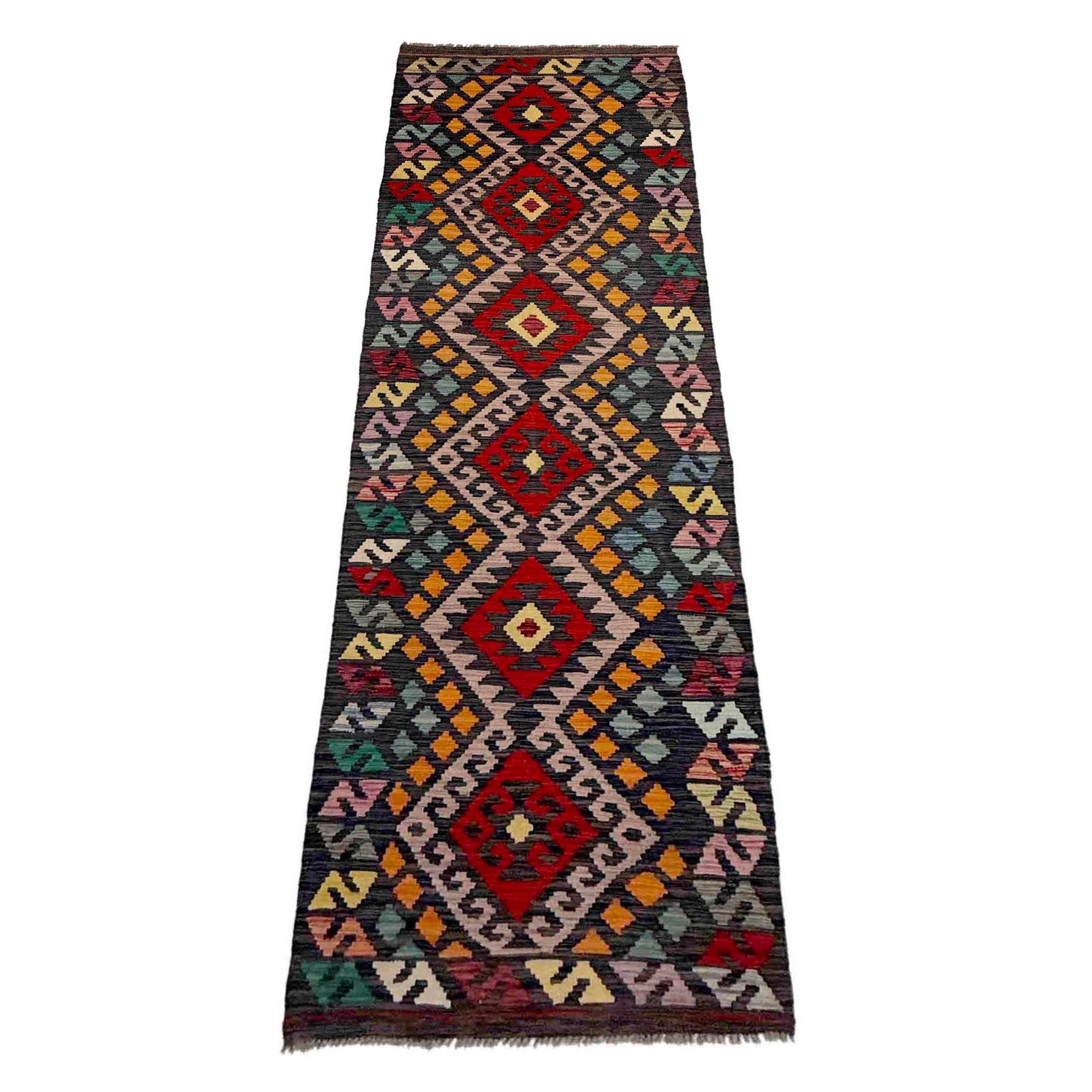 Hand Made Afghan Kilim Runner 2' 8" x 10' 2" ft / 81 x 311 cm - No. Y39281