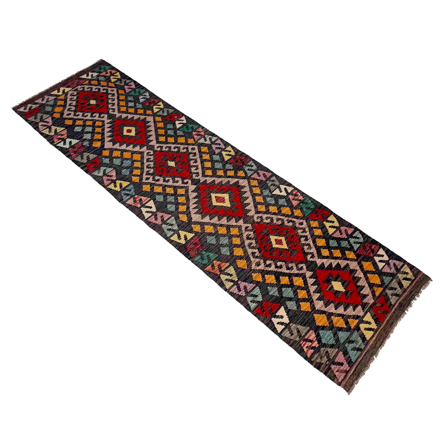Hand Made Afghan Kilim Runner 2' 8" x 10' 2" ft / 81 x 311 cm - No. Y39281