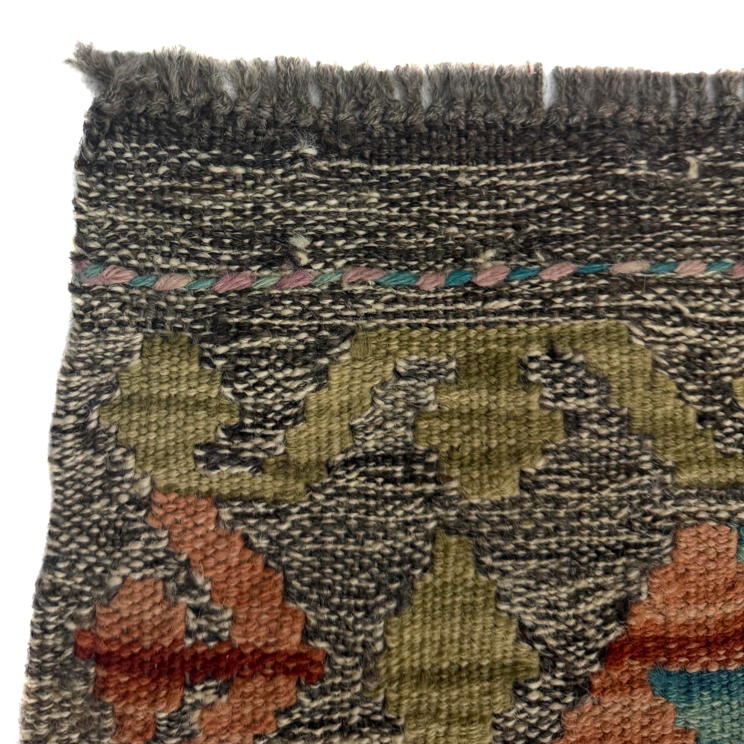 Multi Color ful Flat-Weave Wool Kilim Runner 2' 11" x 9' 11" ft / 90 x 303 cm - No. Y39282