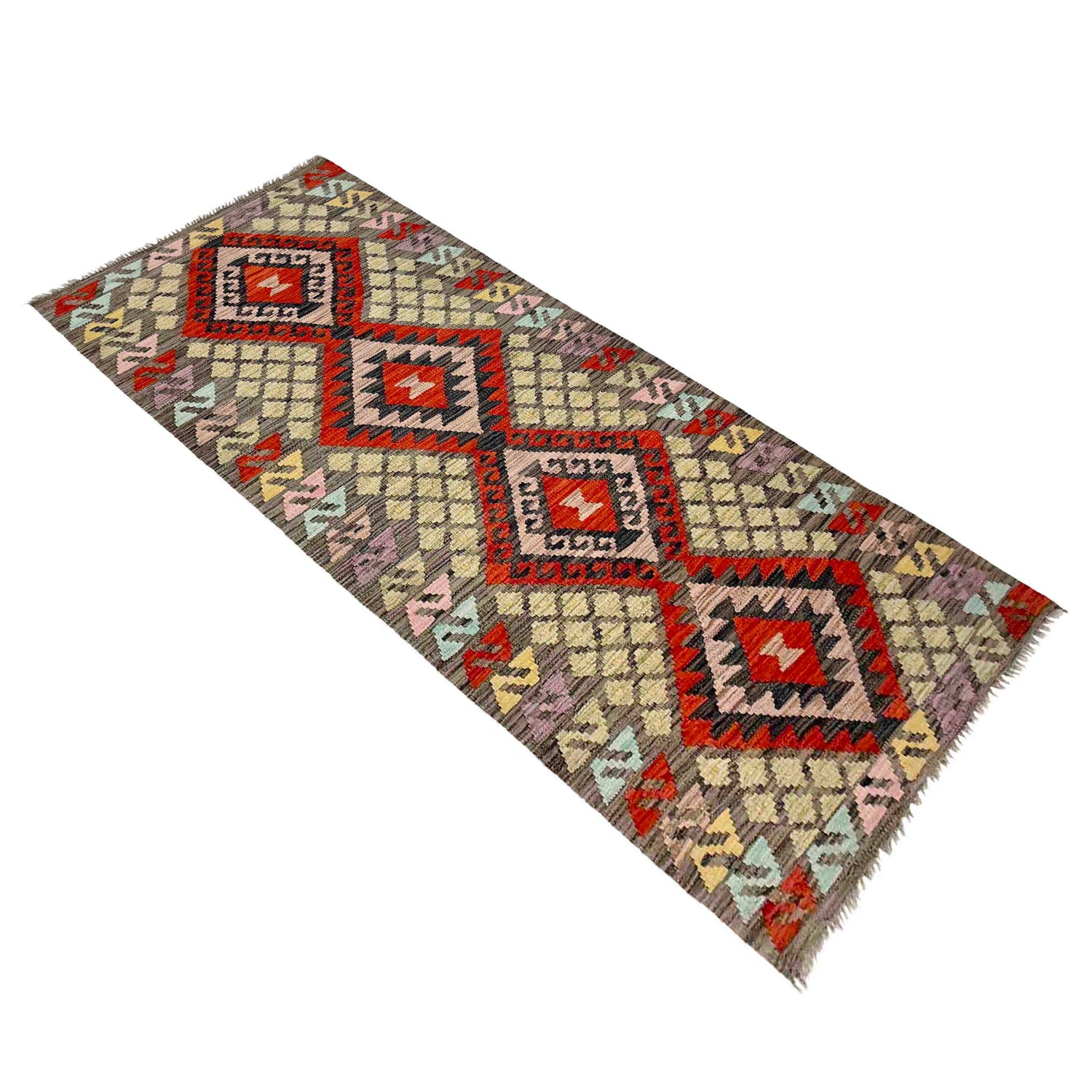 Handmade Afghan Vegetable Kilim Runner 2' 8" x 6' 9" ft / 81 x 205 cm - No. Y39283