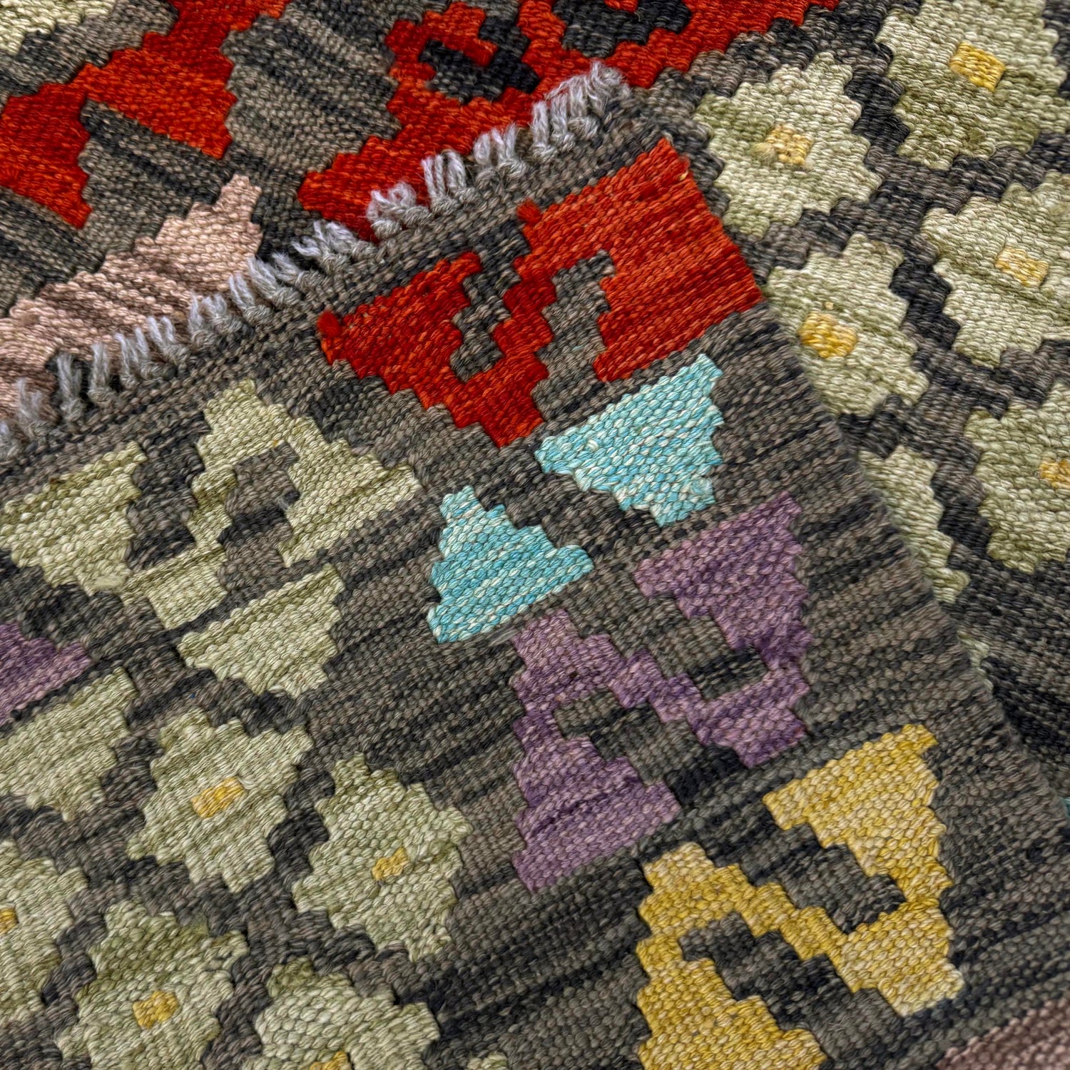 Handmade Afghan Vegetable Kilim Runner 2' 8" x 6' 9" ft / 81 x 205 cm - No. Y39283