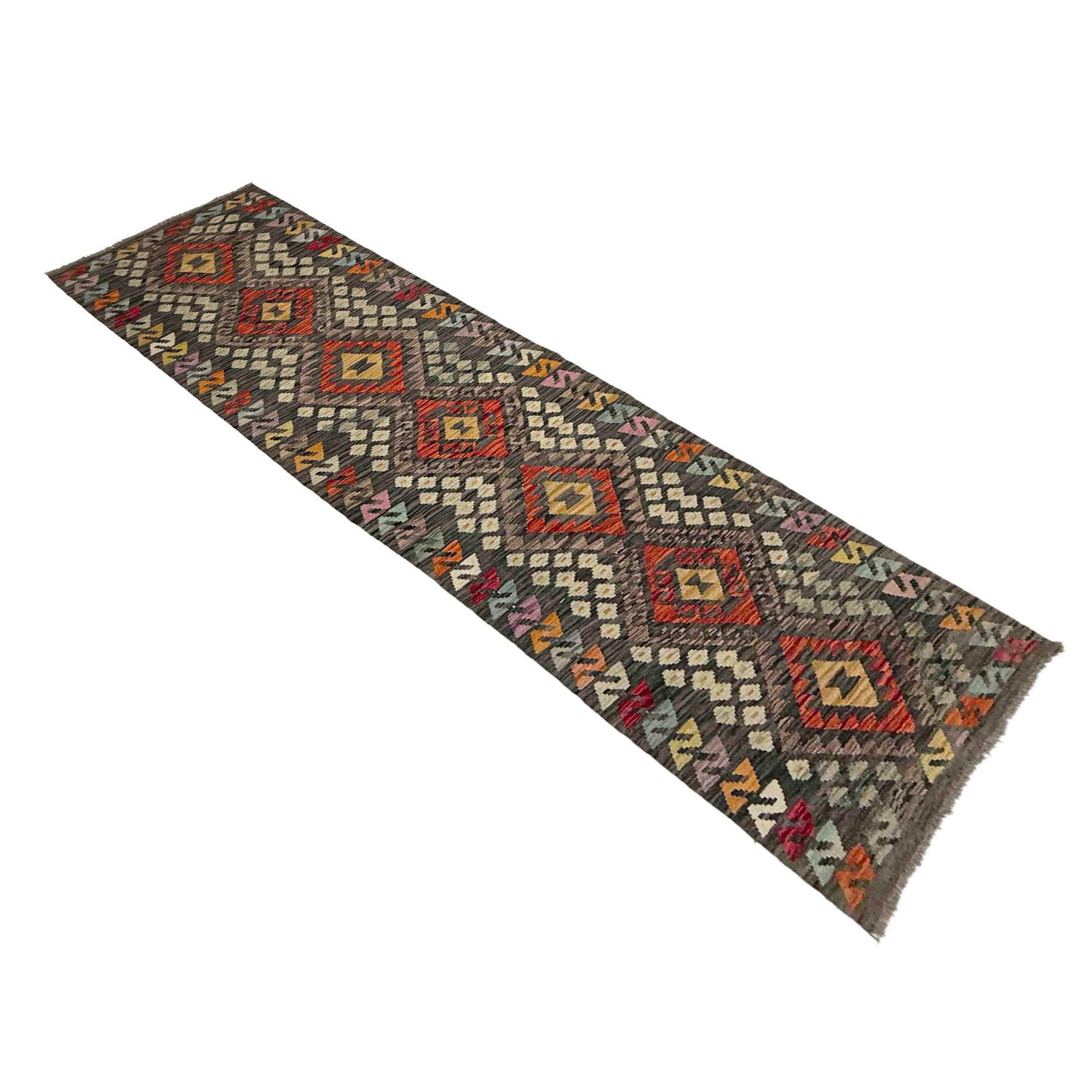 Hand Knotted Flatweave Kilim Runner 2' 7" x 9' 9" ft / 79 x 297 cm - No. Y39285