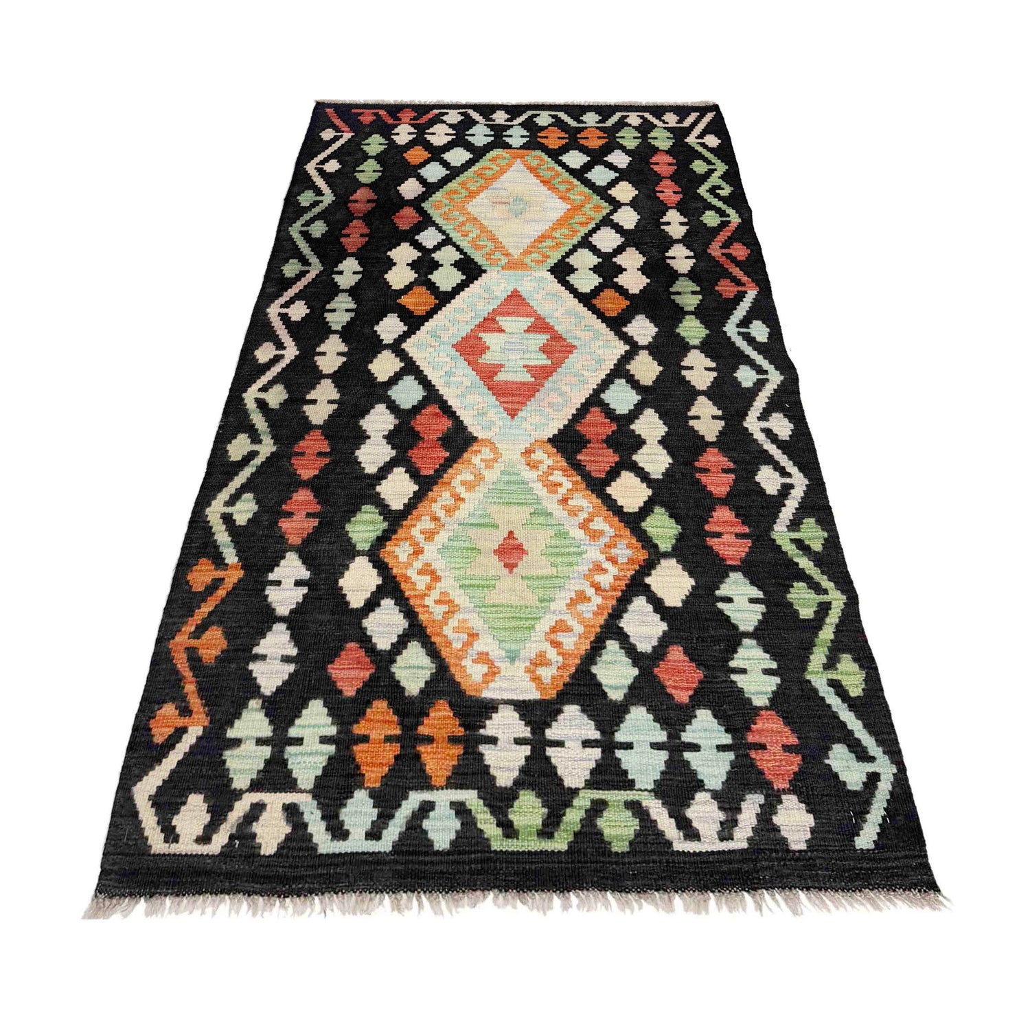 Handmade Afghan Vegetable Kilim 2' 9" x 5' 0" ft / 84 x 152 cm - No. Y39286