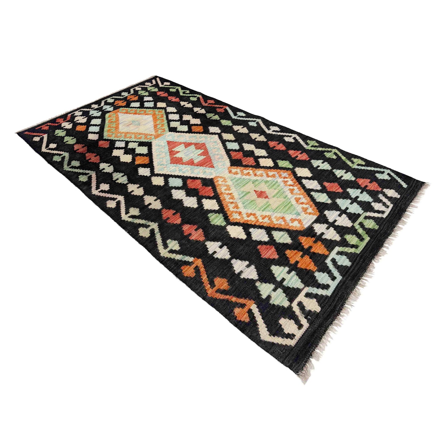 Handmade Afghan Vegetable Kilim 2' 9" x 5' 0" ft / 84 x 152 cm - No. Y39286