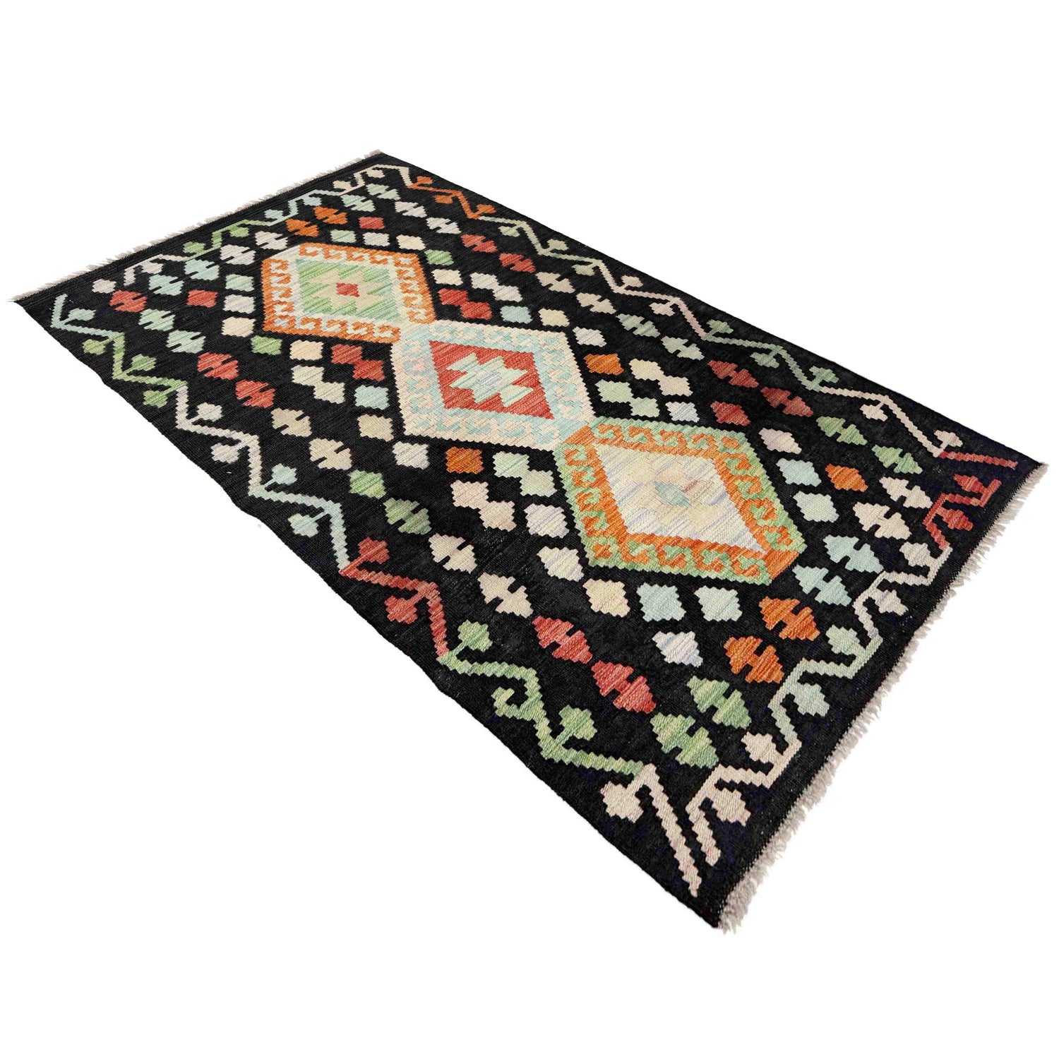 Handmade Afghan Vegetable Kilim 2' 9" x 5' 0" ft / 84 x 152 cm - No. Y39286