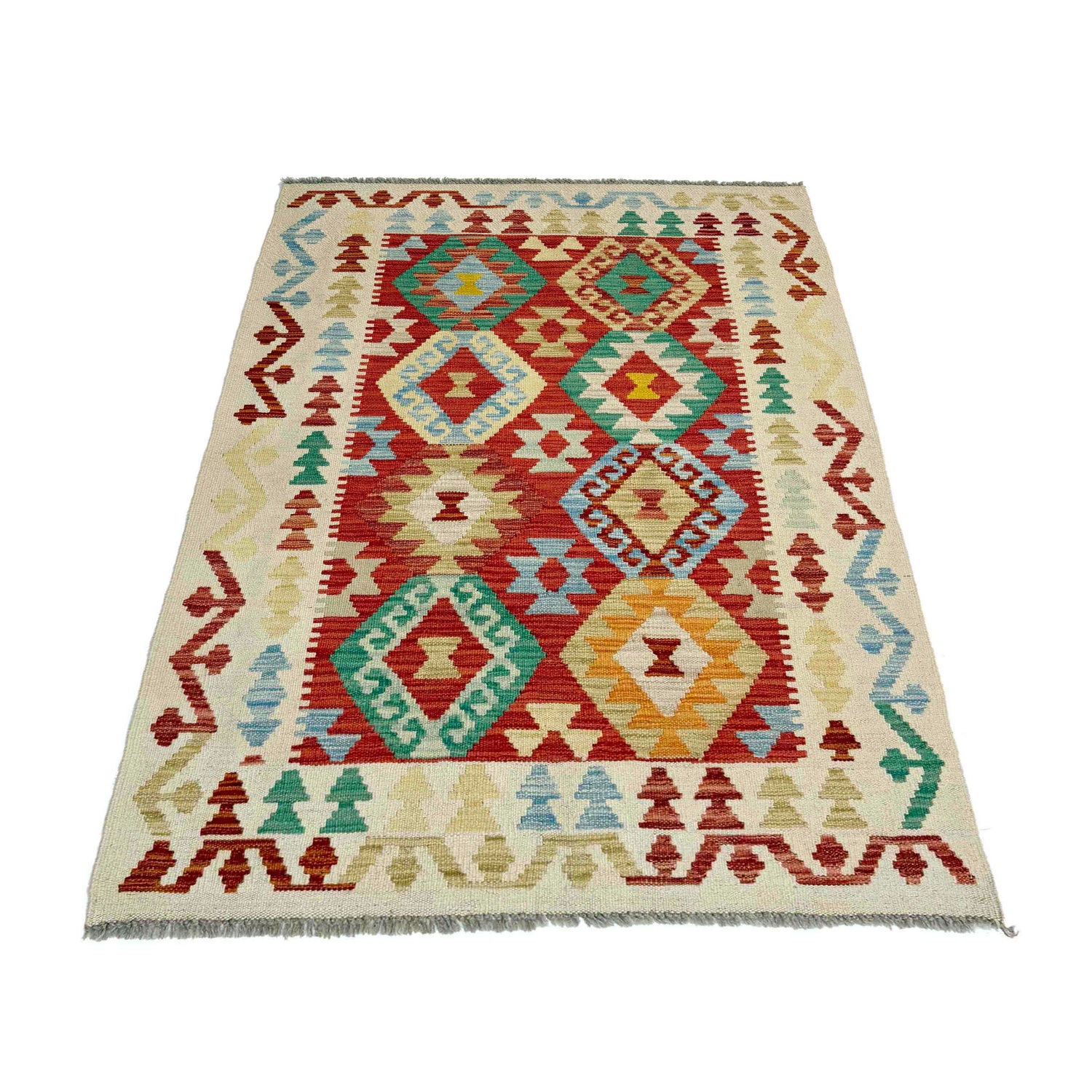 Hand Knotted Flatweave Kilim 3' 3" x 4' 11" ft / 99 x 149 cm - No. Y39287