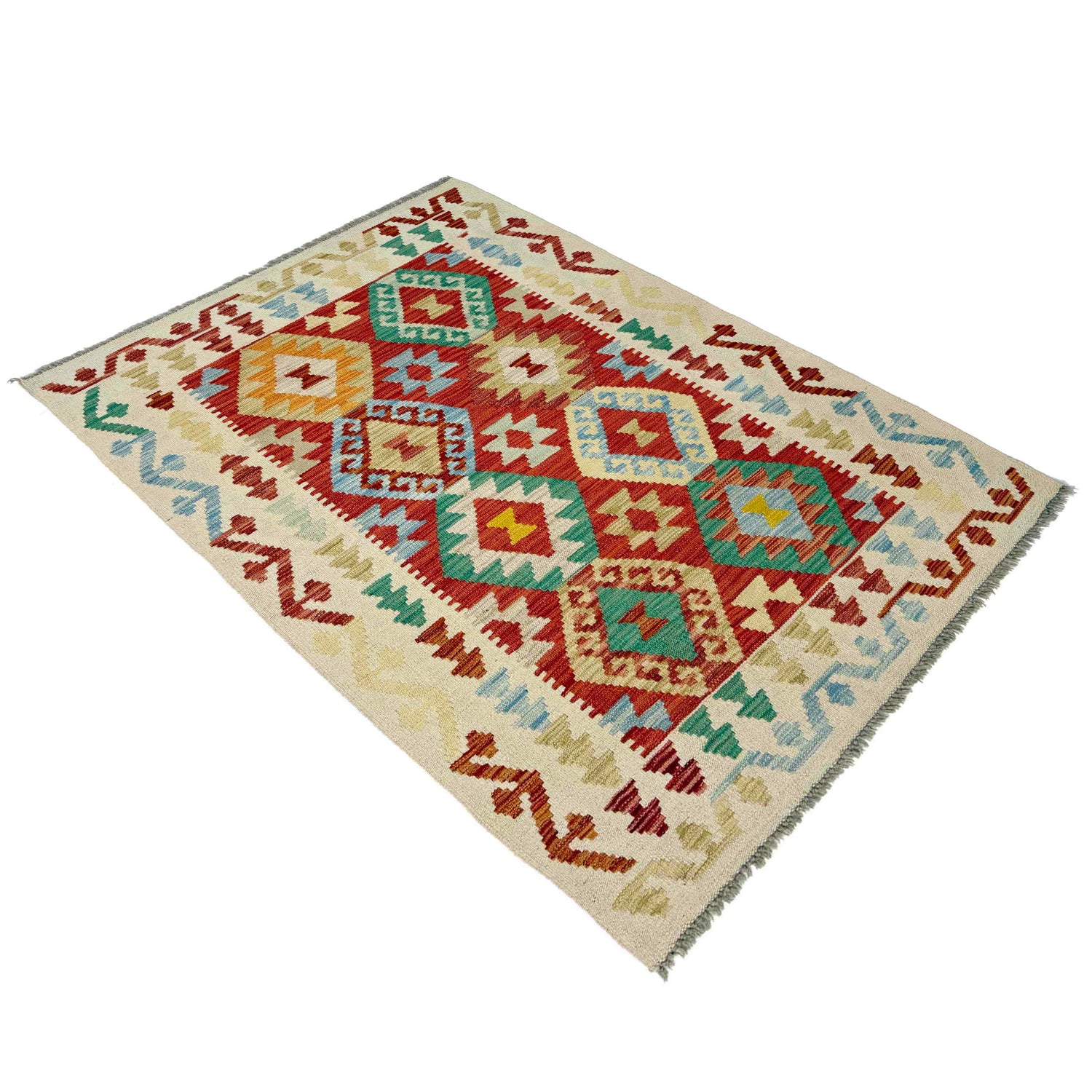Hand Knotted Flatweave Kilim 3' 3" x 4' 11" ft / 99 x 149 cm - No. Y39287