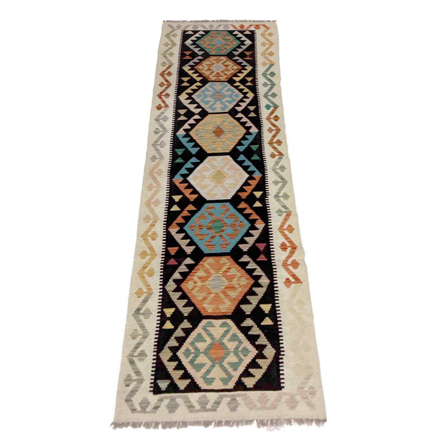 Handmade Vegetable Kilim Runner 2' 7" x 9' 10" ft / 78 x 300 cm - No. Y39289