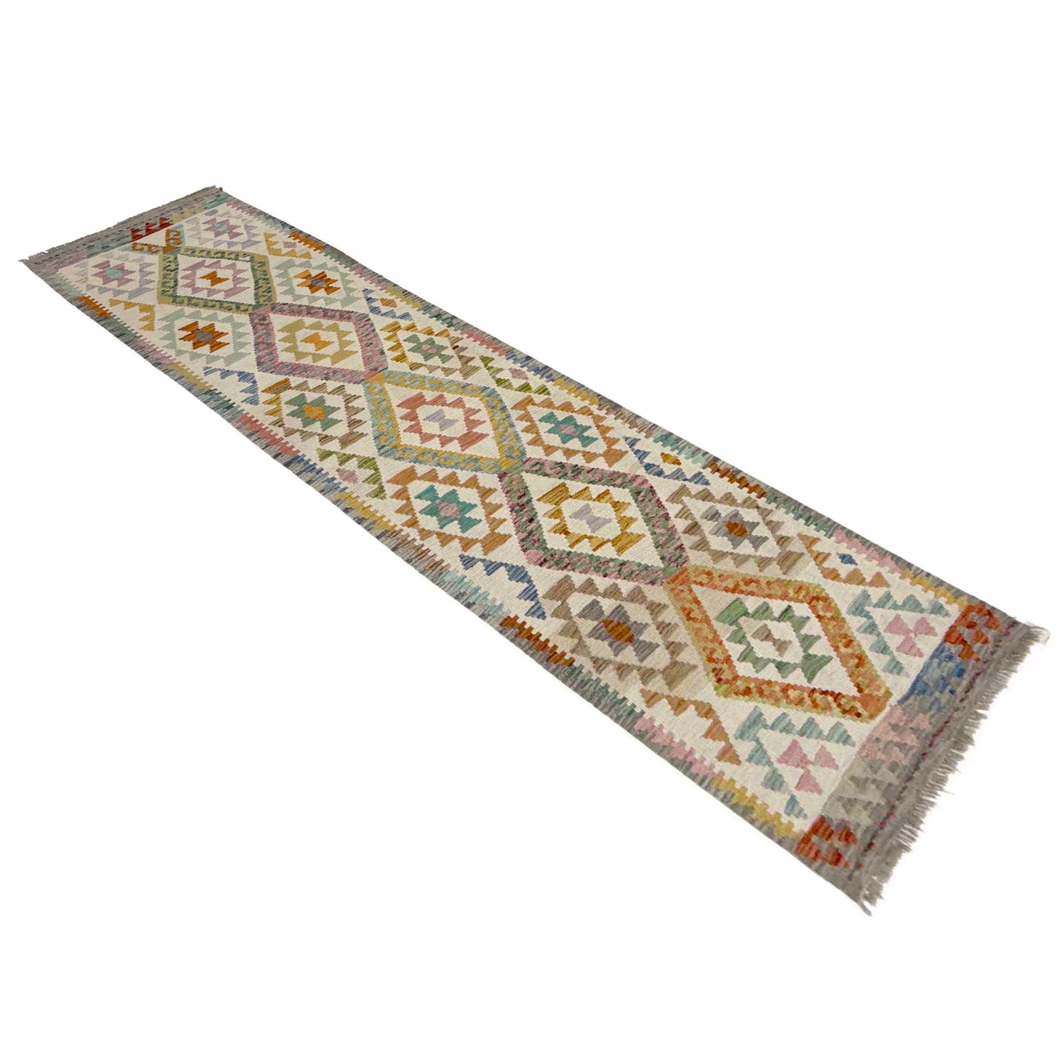 Hand Knotted Afghan Style Kilim Runner 2' 8" x 9' 10" ft / 80 x 300 cm - No. Y39292