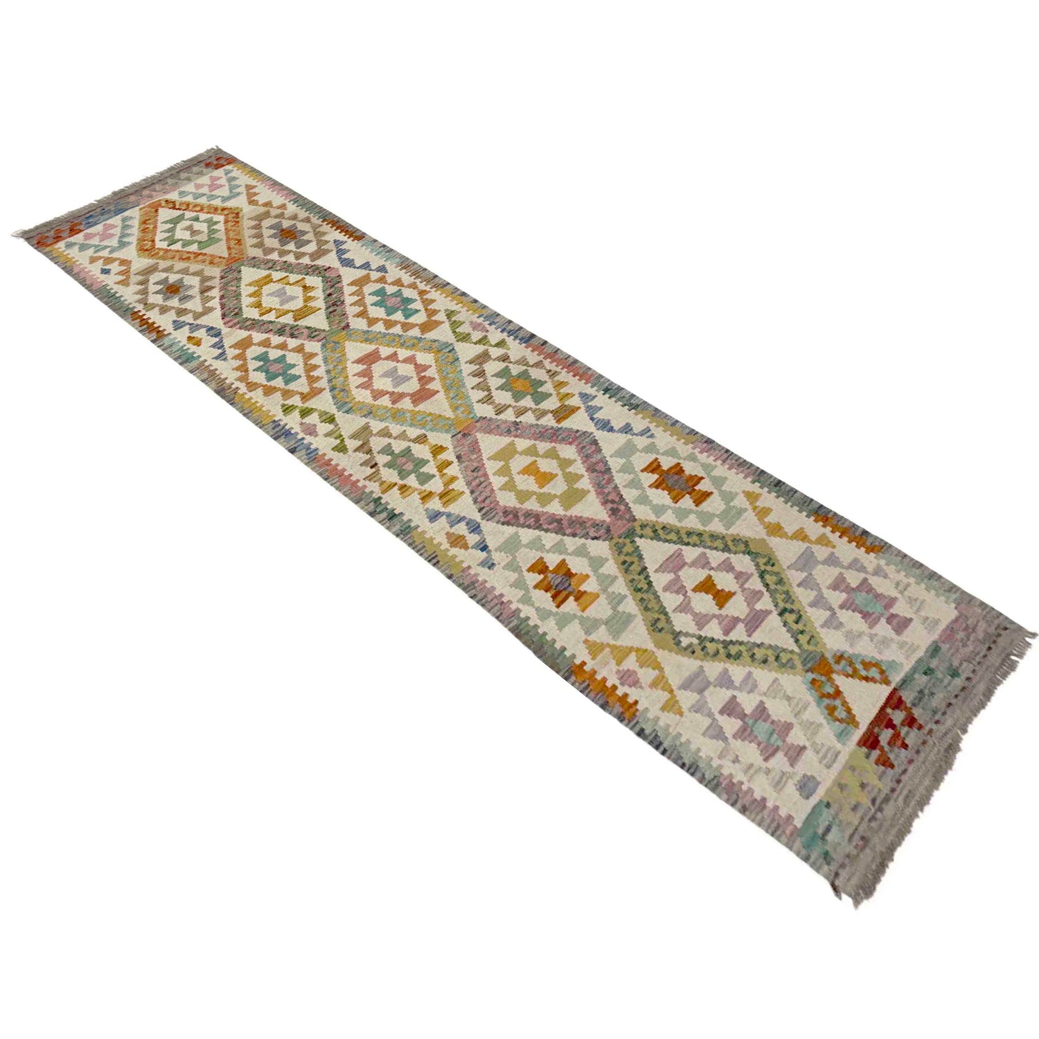 Hand Knotted Afghan Style Kilim Runner 2' 8" x 9' 10" ft / 80 x 300 cm - No. Y39292
