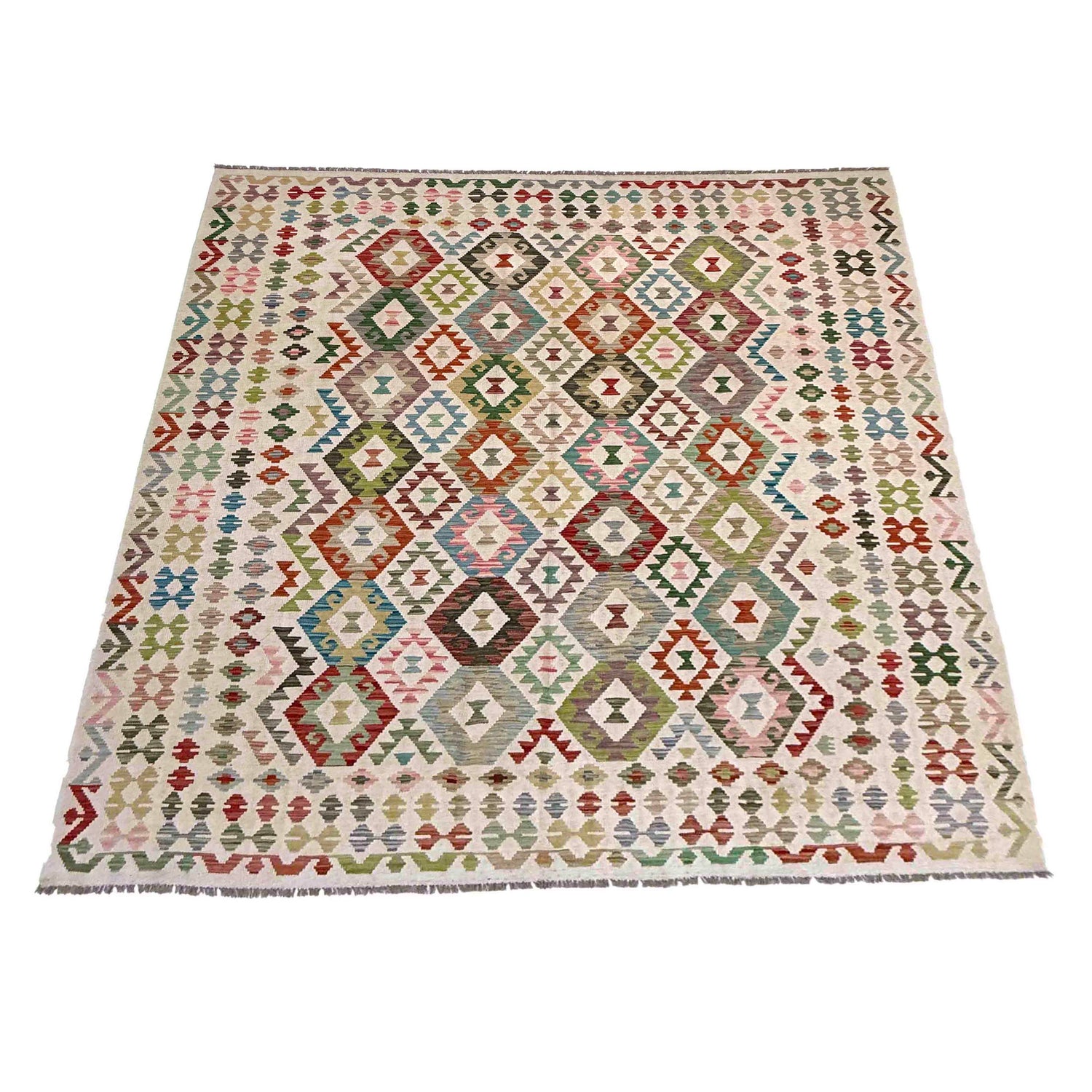 Hand Woven Wool Kelim 8' 2" x 9' 11" ft / 250 x 303 cm - No. Y39296
