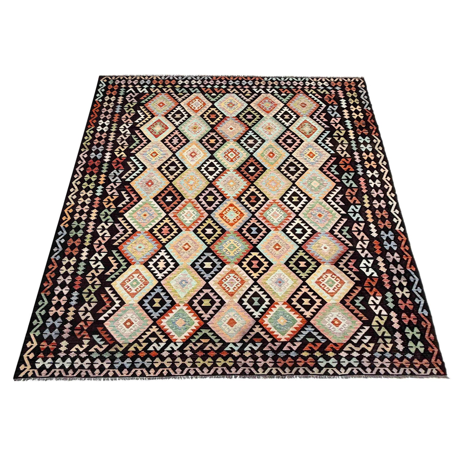 Hand Woven Wool Kelim 10' 0" x 12' 10" ft / 305 x 392 cm - No. Y39300