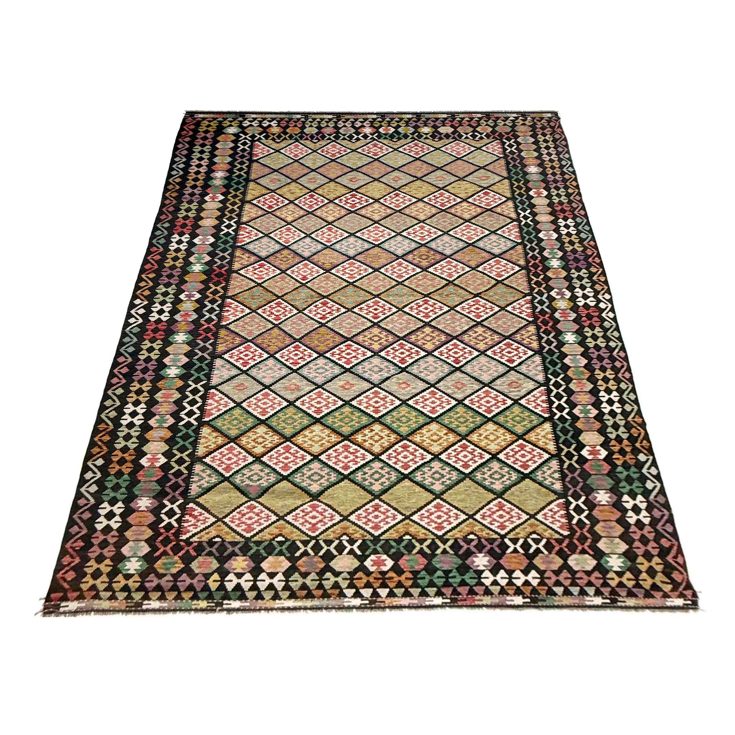 Multi Color ful Flat-Weave Wool Kilim 9' 9" x 16' 2" ft / 298 x 493 cm - No. Y39303