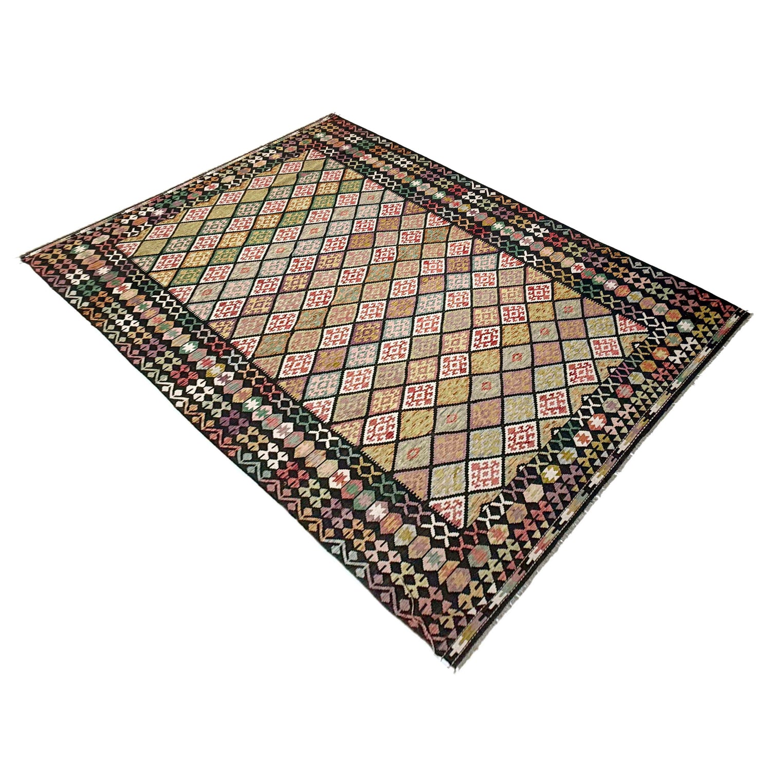 Multi Color ful Flat-Weave Wool Kilim 9' 9" x 16' 2" ft / 298 x 493 cm - No. Y39303