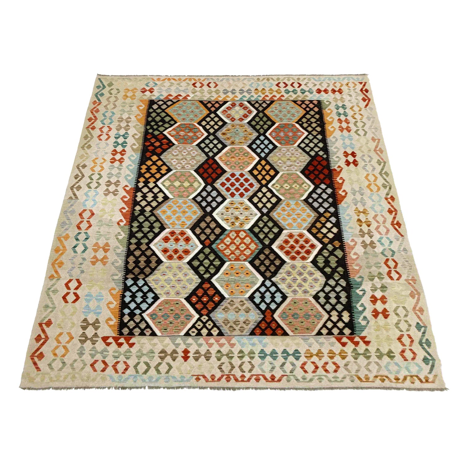 Handmade Turkish Design Wool Kilim 8' 1" x 11' 7" ft / 247 x 352 cm - No. Y39304