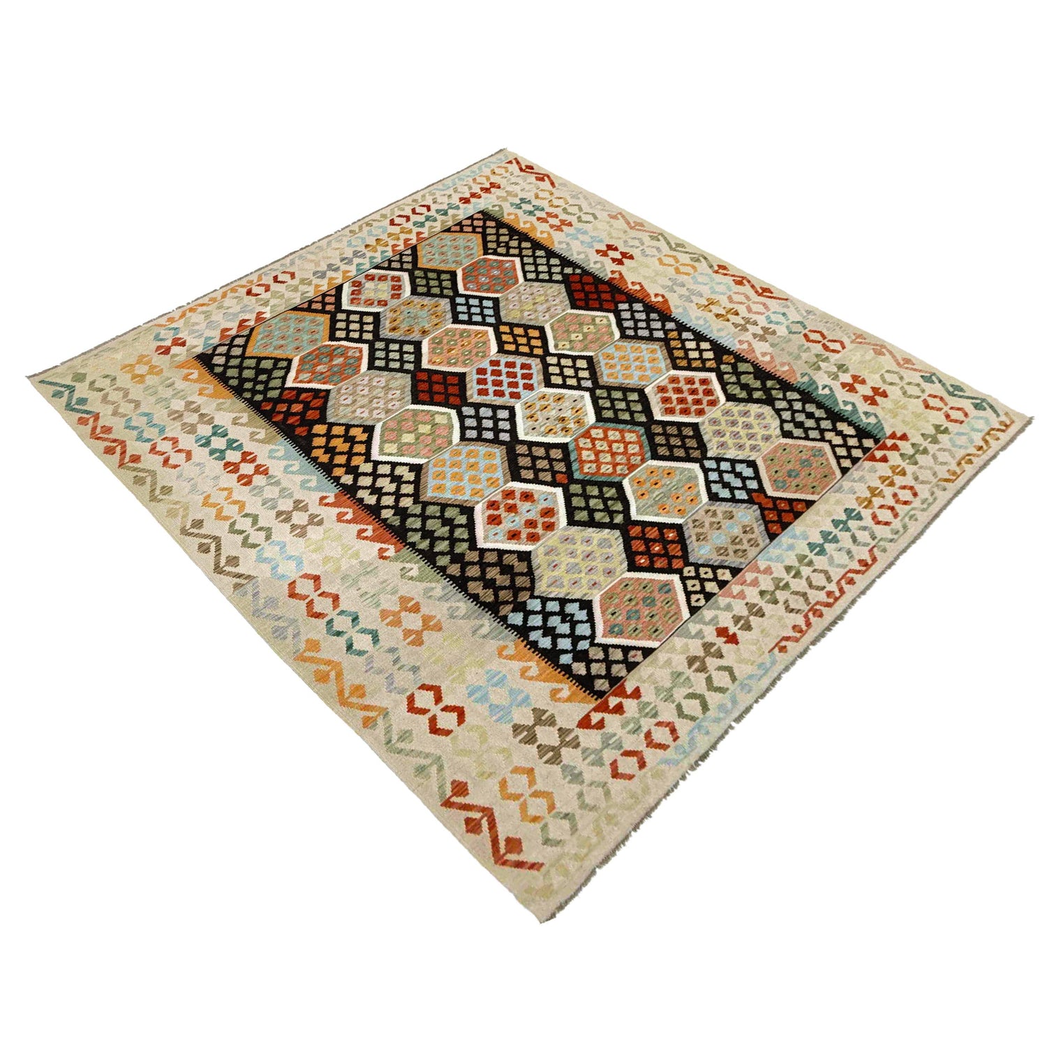 Handmade Turkish Design Wool Kilim 8' 1" x 11' 7" ft / 247 x 352 cm - No. Y39304
