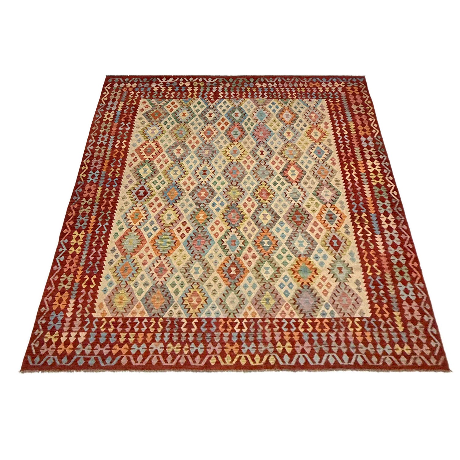 Multi Color ful Flat-Weave Wool Kilim 10' 4" x 12' 7" ft / 315 x 383 cm - No. Y39306
