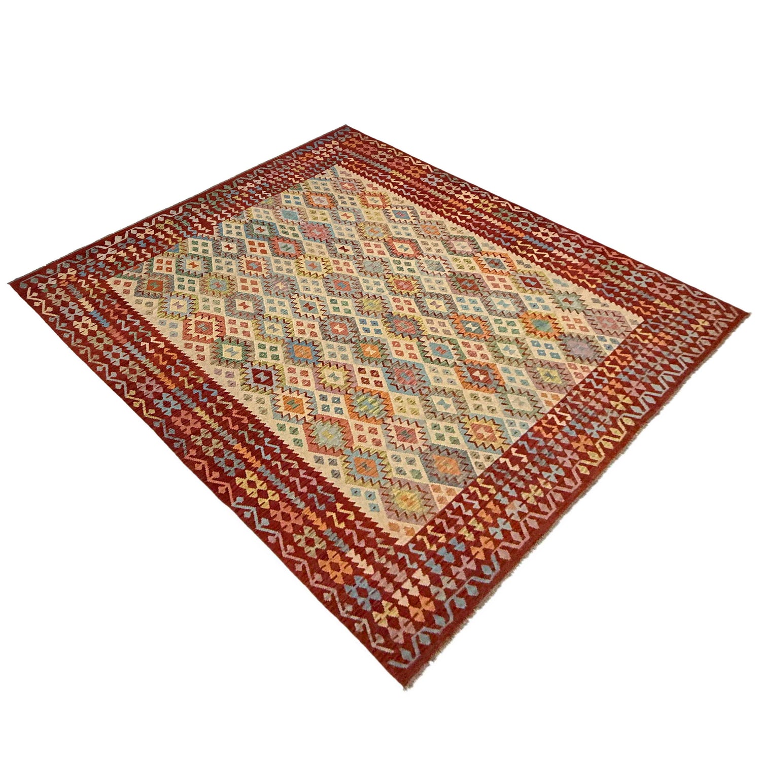 Multi Color ful Flat-Weave Wool Kilim 10' 4" x 12' 7" ft / 315 x 383 cm - No. Y39306