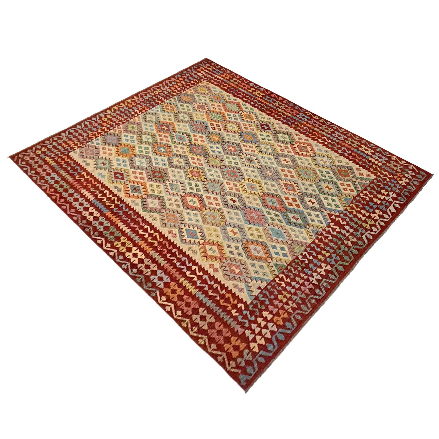 Multi Color ful Flat-Weave Wool Kilim 10' 4" x 12' 7" ft / 315 x 383 cm - No. Y39306